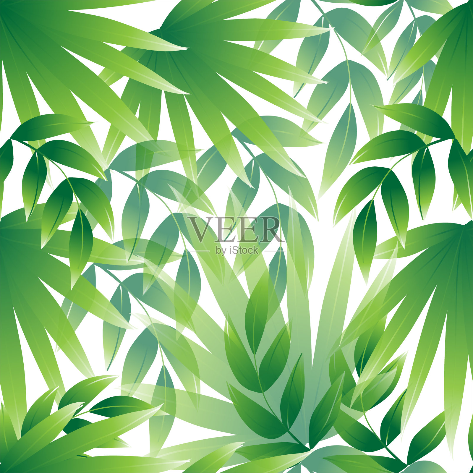 热带棕榈叶，植物矢量插图，无缝模式。春季和夏季设计的平面风格插画图片素材