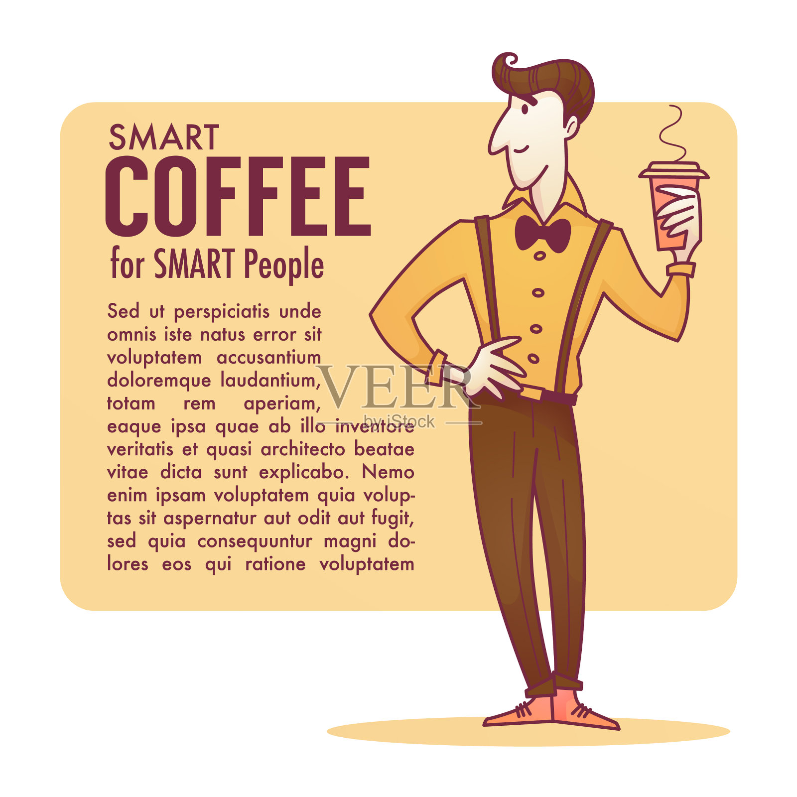 给聪明人的聪明咖啡还是嬉皮士涂鸦男设计模板素材