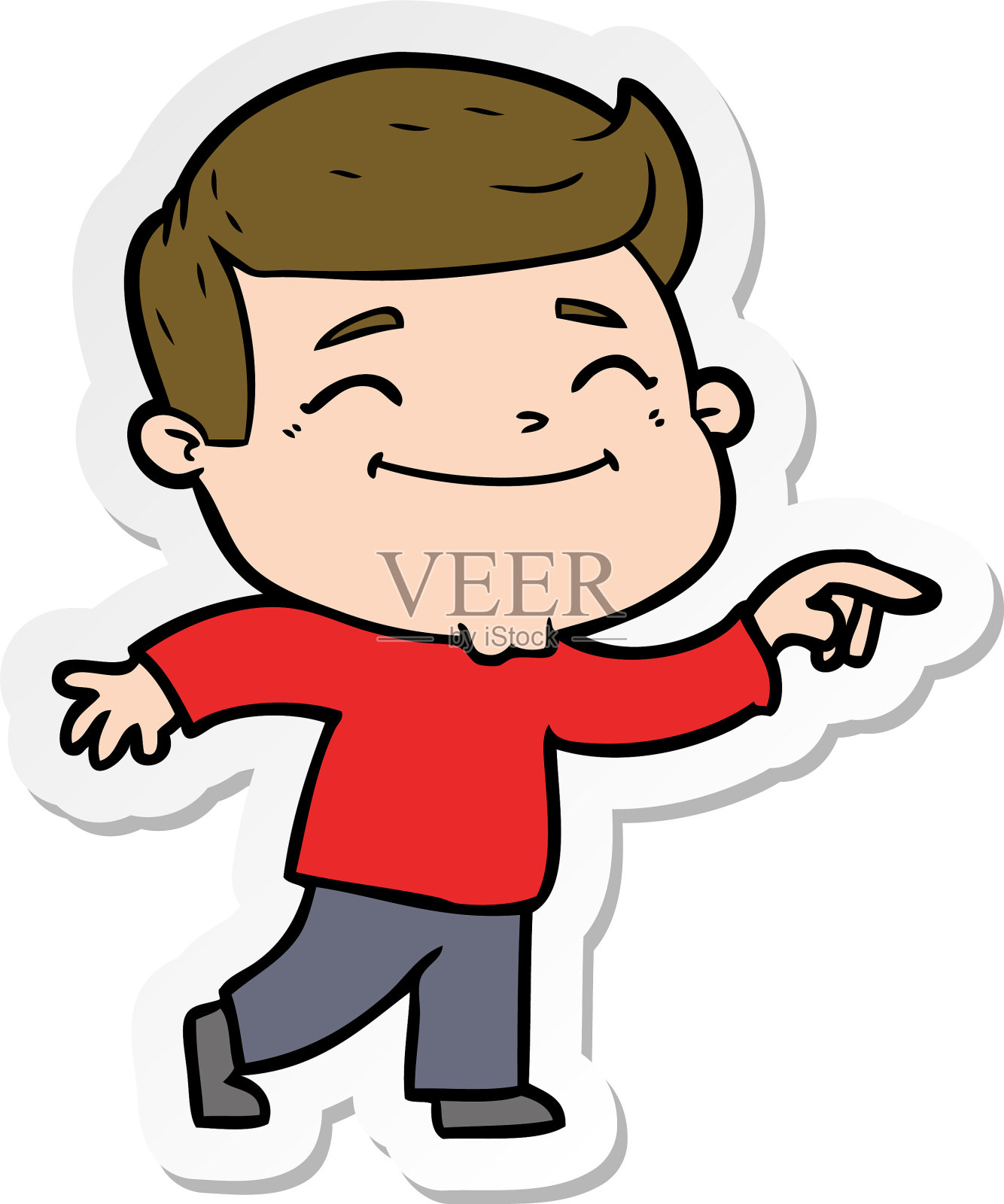 一个快乐的卡通人的贴纸设计元素图片