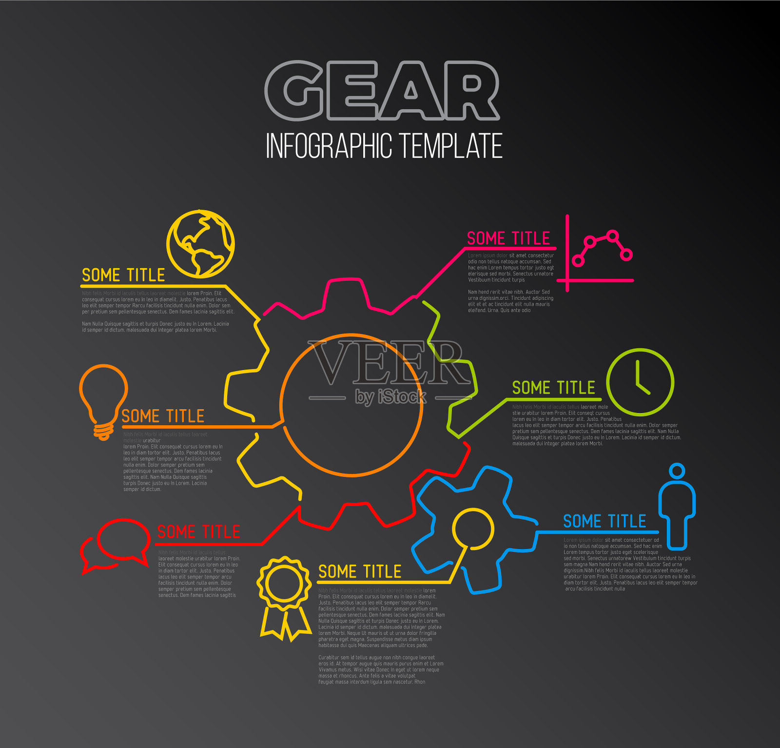 信息图表报告模板由线和设计模板素材