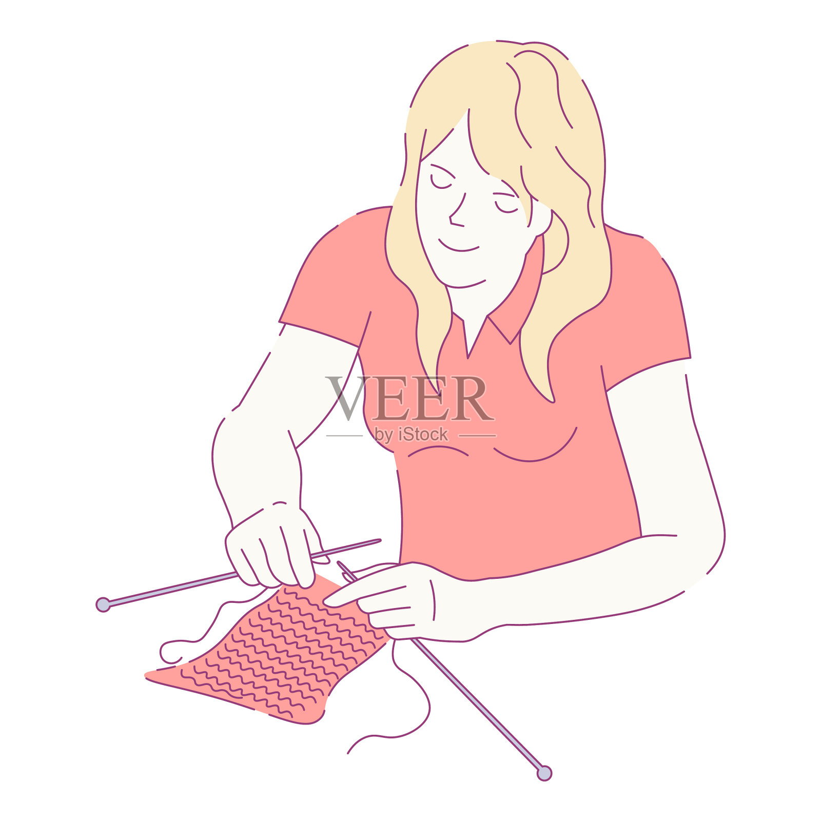 用针和毛线编织的女人设计元素图片