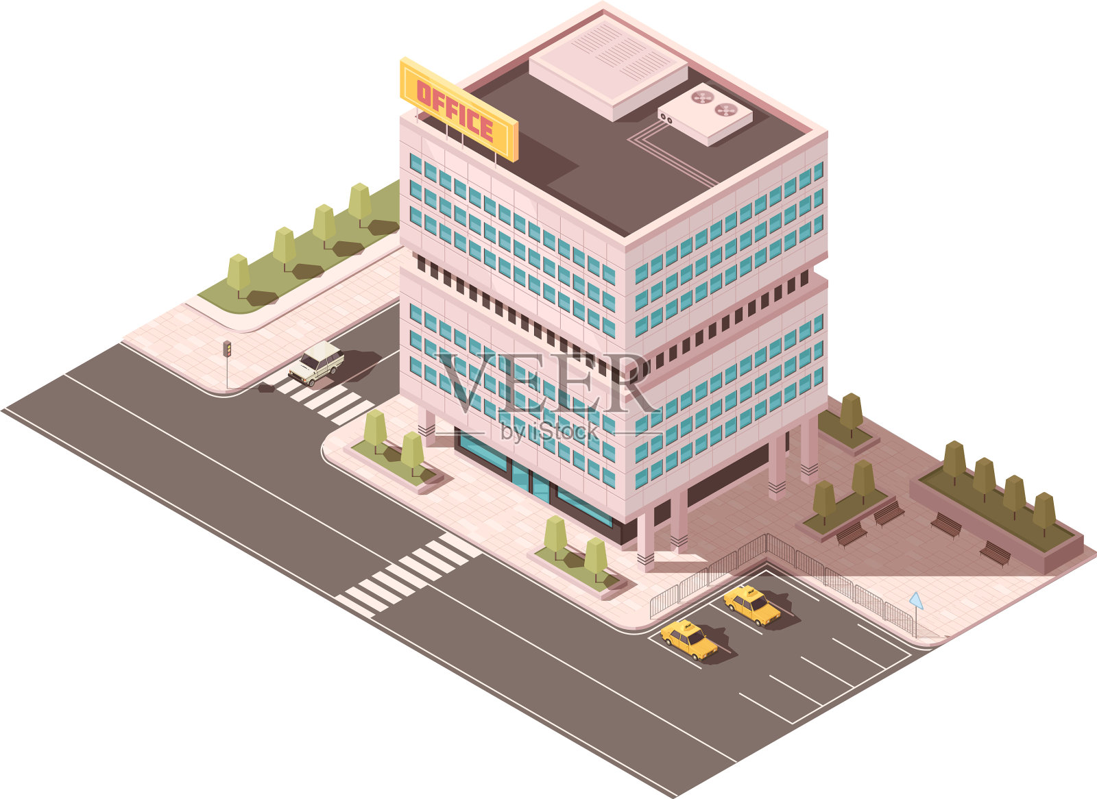 办公楼等距模型设计元素图片