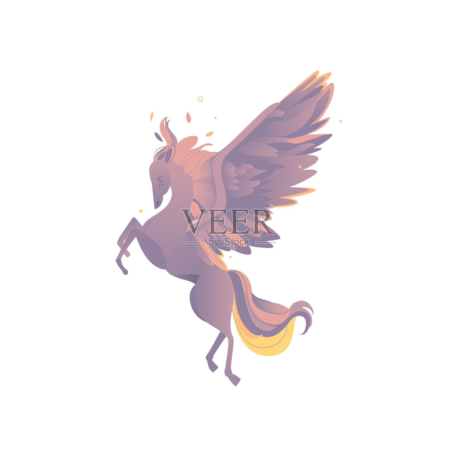 扁平卡通神话飞马孤立设计元素图片