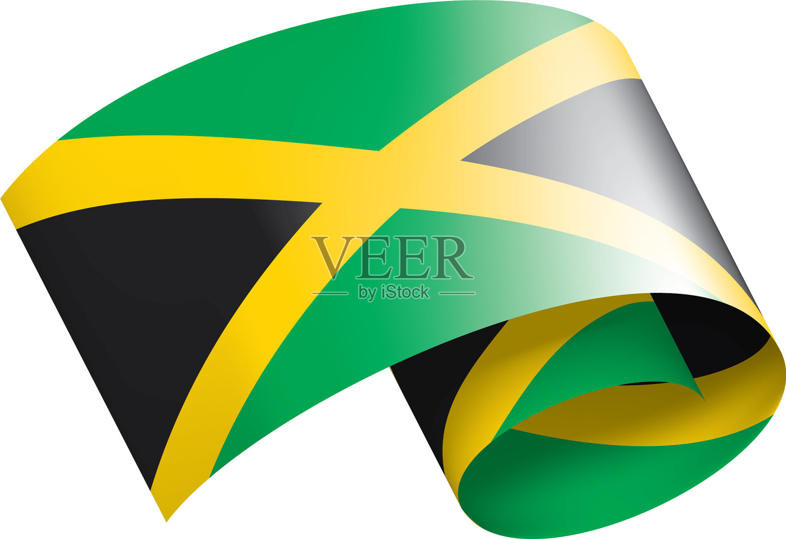 牙买加国旗上有白色设计元素图片