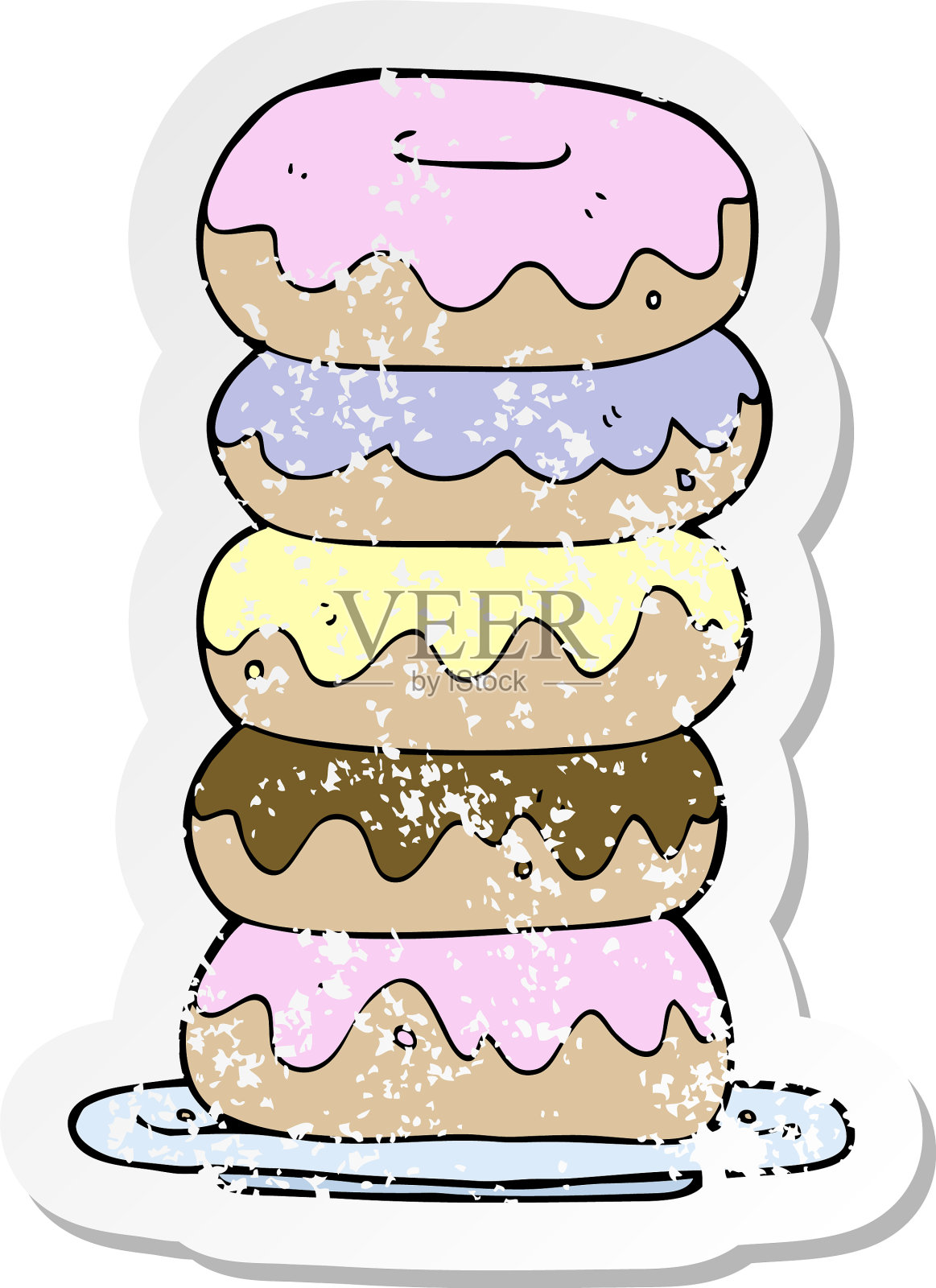 复古心疼贴纸的卡通版设计元素图片