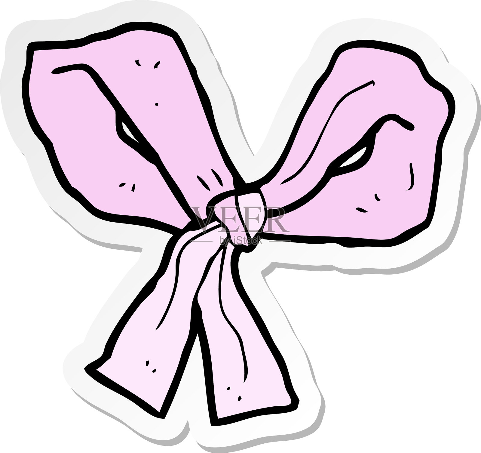 卡通粉色蝴蝶结贴纸设计元素图片