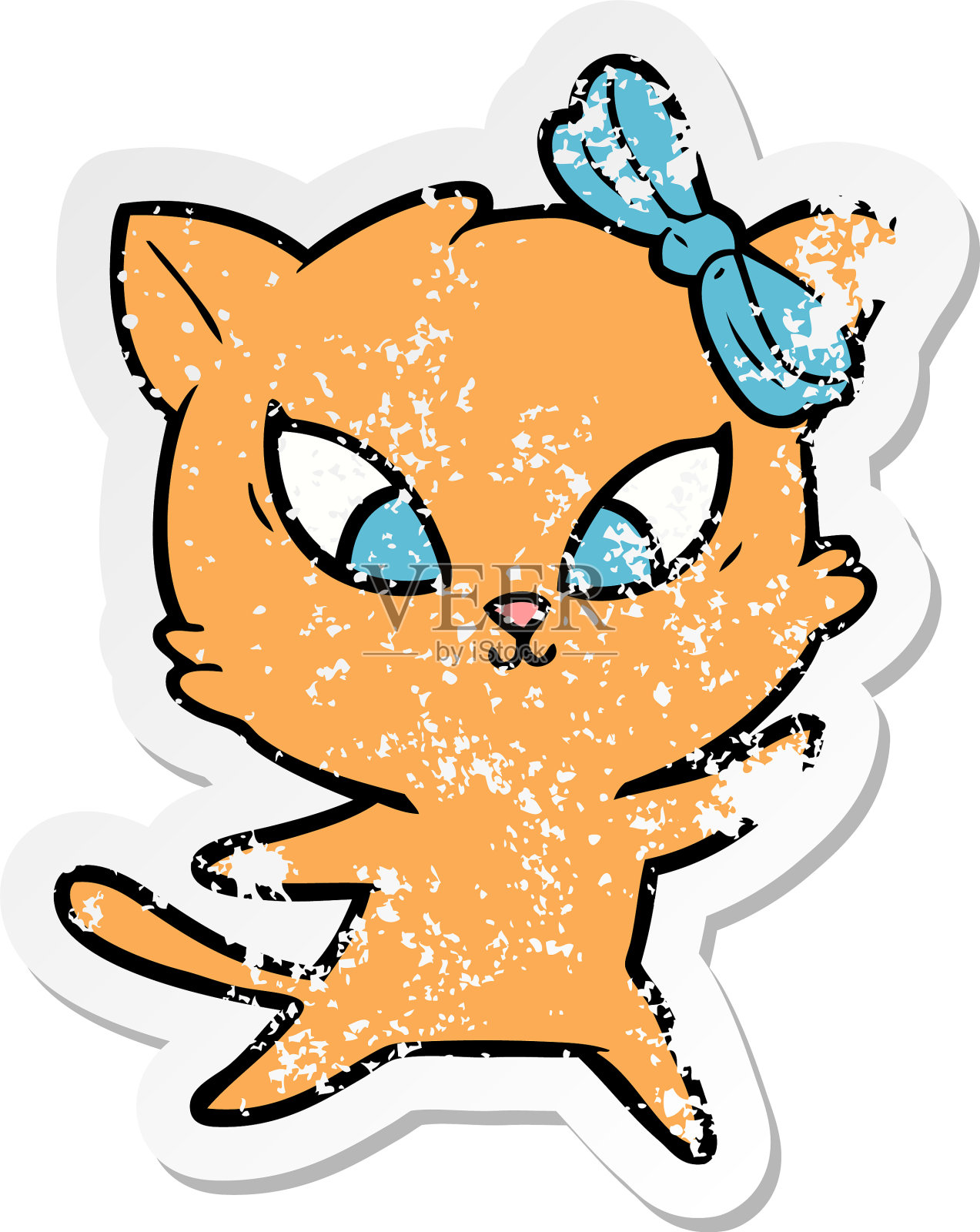 一个卡通猫的苦恼贴纸设计元素图片