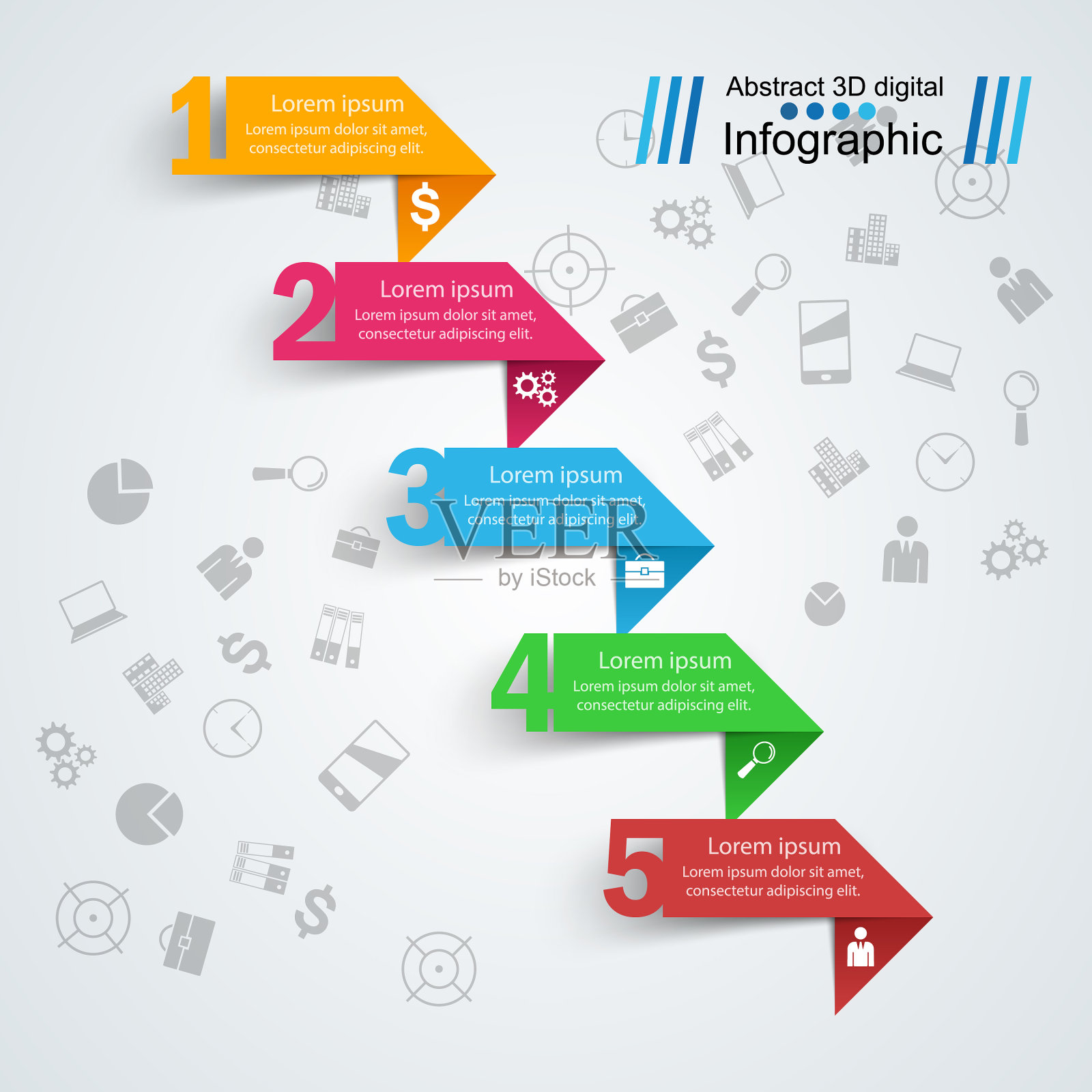 商业色彩信息图表数字图标营销设计模板素材