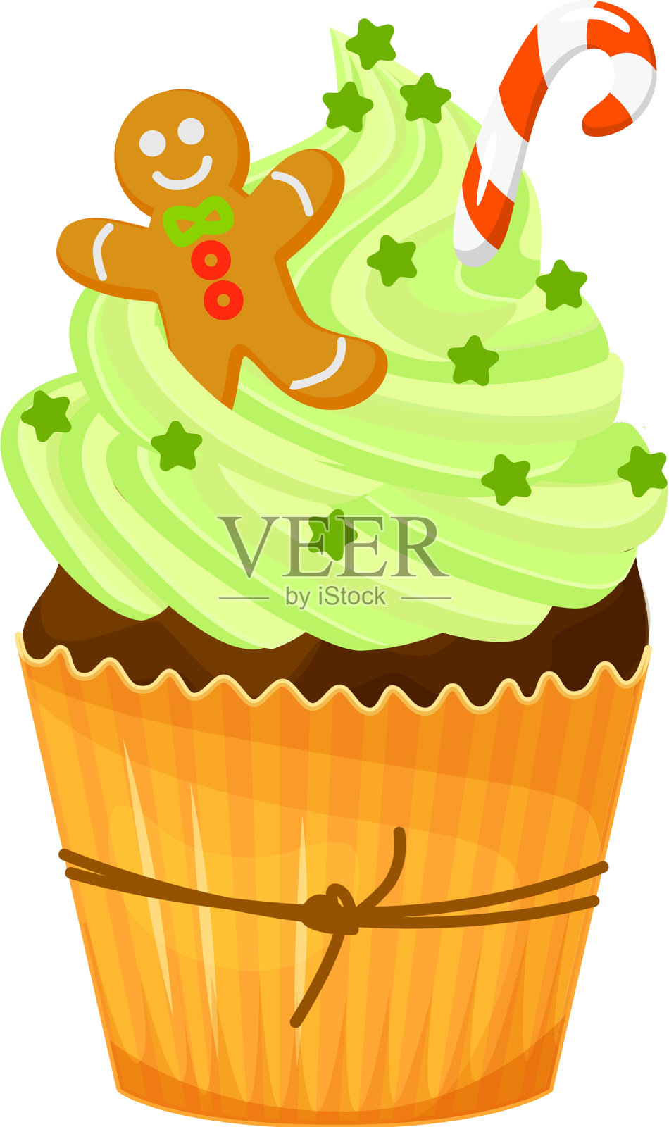 圣诞和新年蛋糕配姜饼设计元素图片