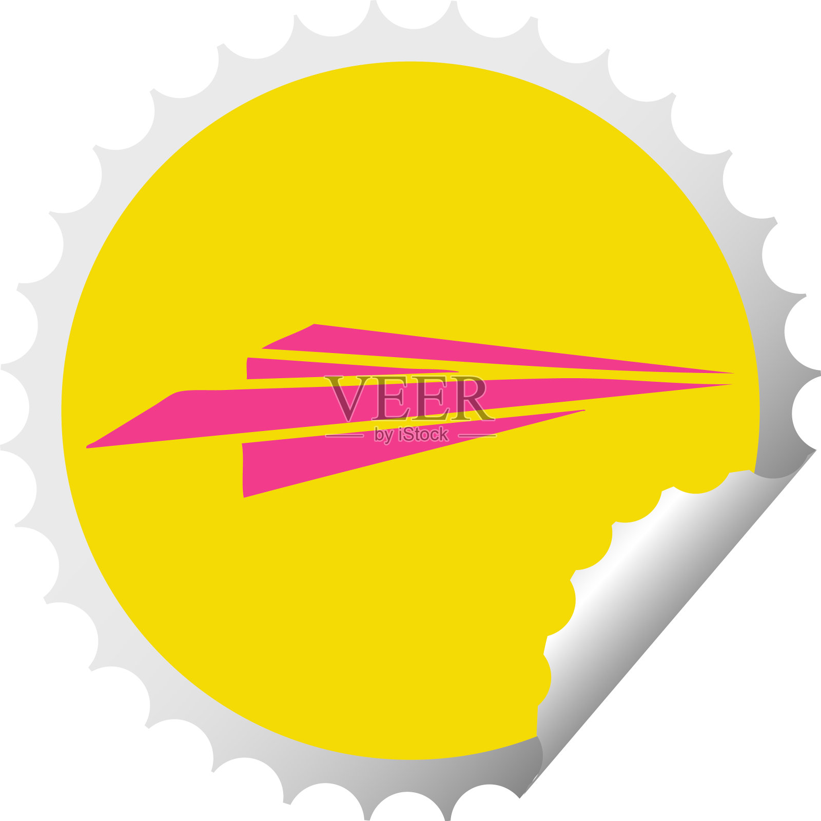 圆形脱皮贴纸飞机卡通纸设计元素图片