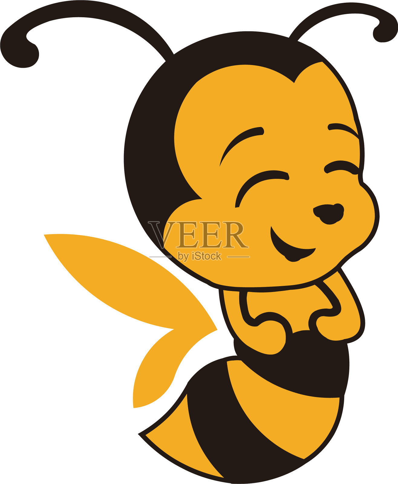 黄色和黑色的蜜蜂灵感标志设计元素图片