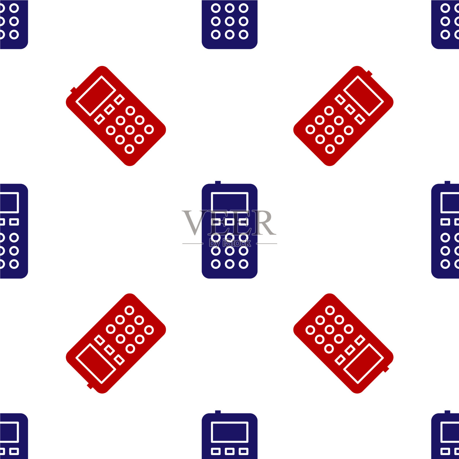 蓝色和红色遥控图标隔离无缝插画图片素材