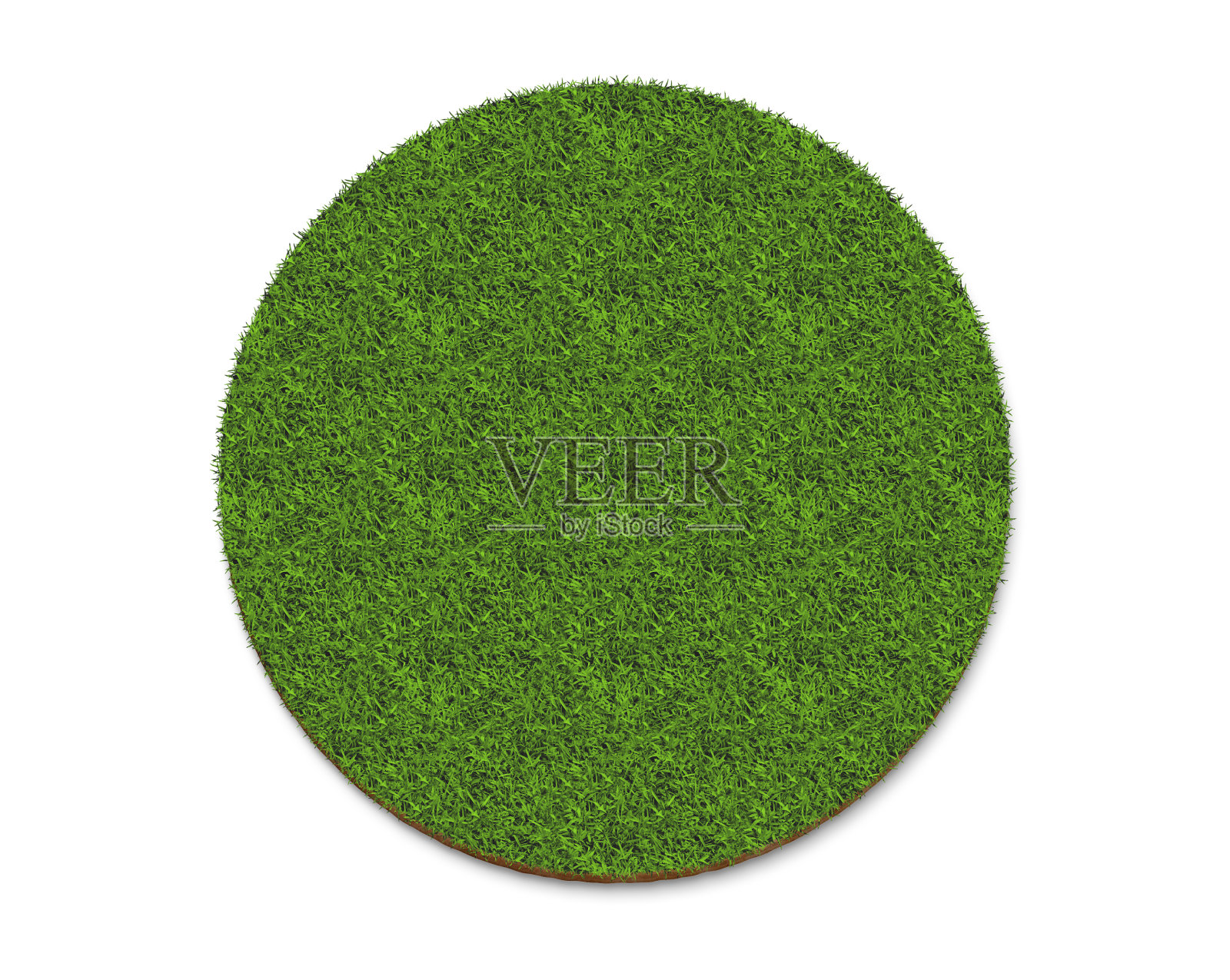 绿草圆板表面，孤立在白色背景上照片摄影图片