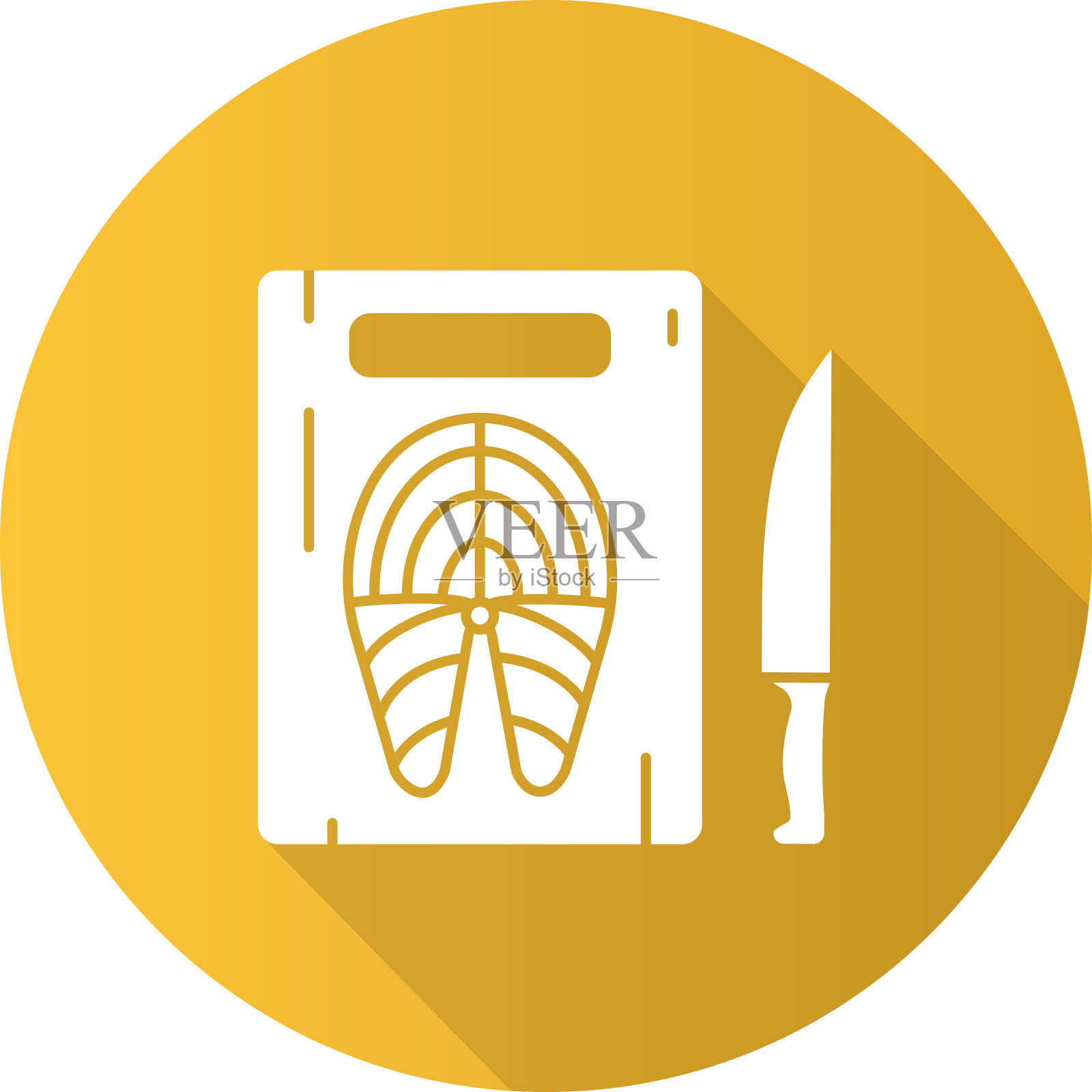 切菜板采用鱼刀平面设计图标素材