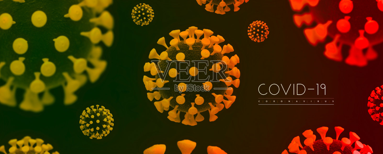 冠状病毒、COVID-19的3d渲染插画图片素材