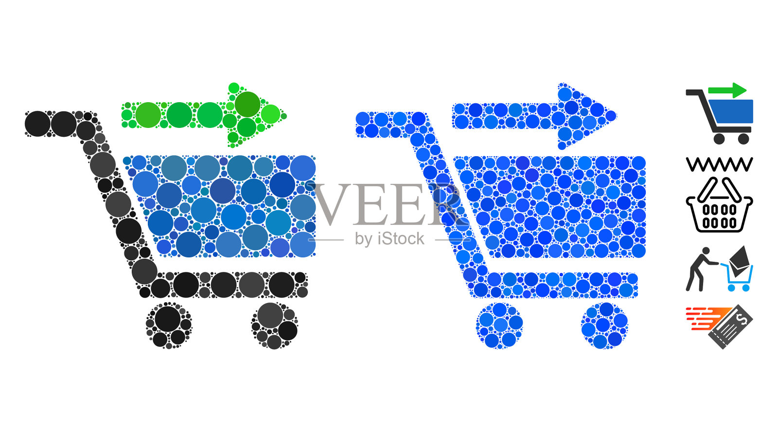 检查购物车马赛克图标圆点插画图片素材