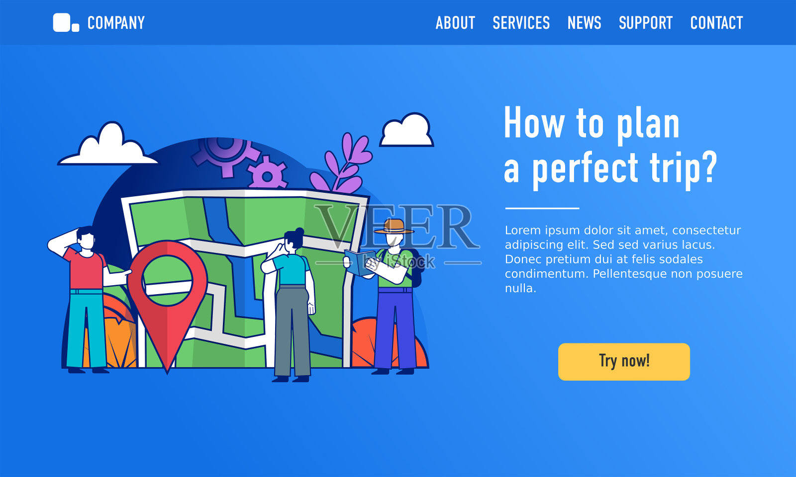 如何计划一次完美的徒步旅行，树立旅游理念插画图片素材