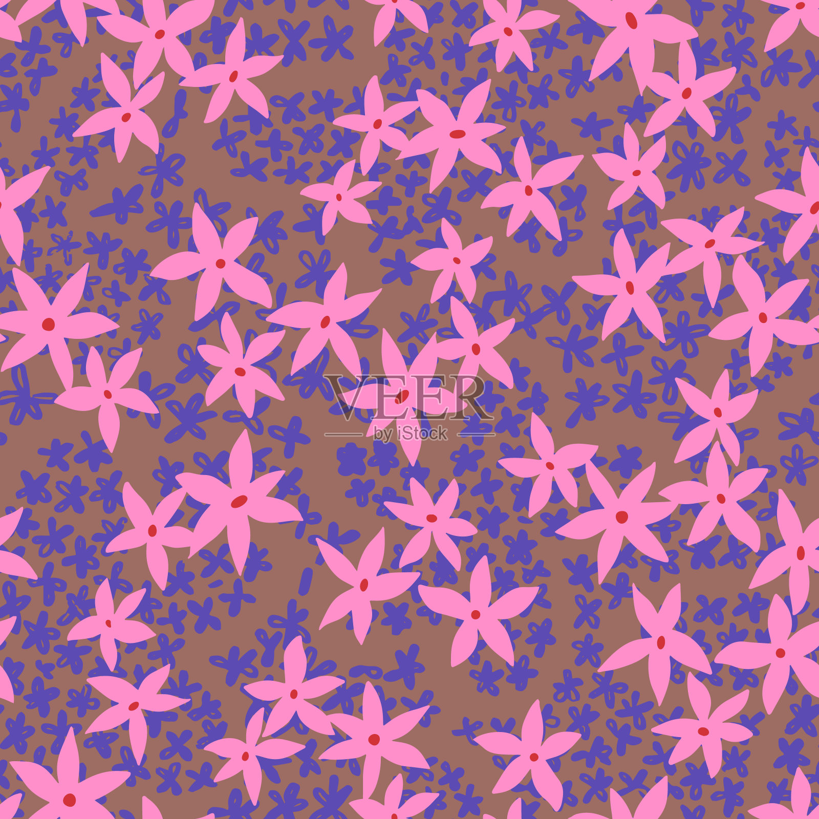 夏季花的无缝图案小草甸花。黛西的背景。粗心大意的野花点缀……插画图片素材