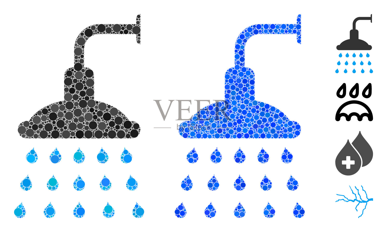 淋浴组合图标球项目插画图片素材