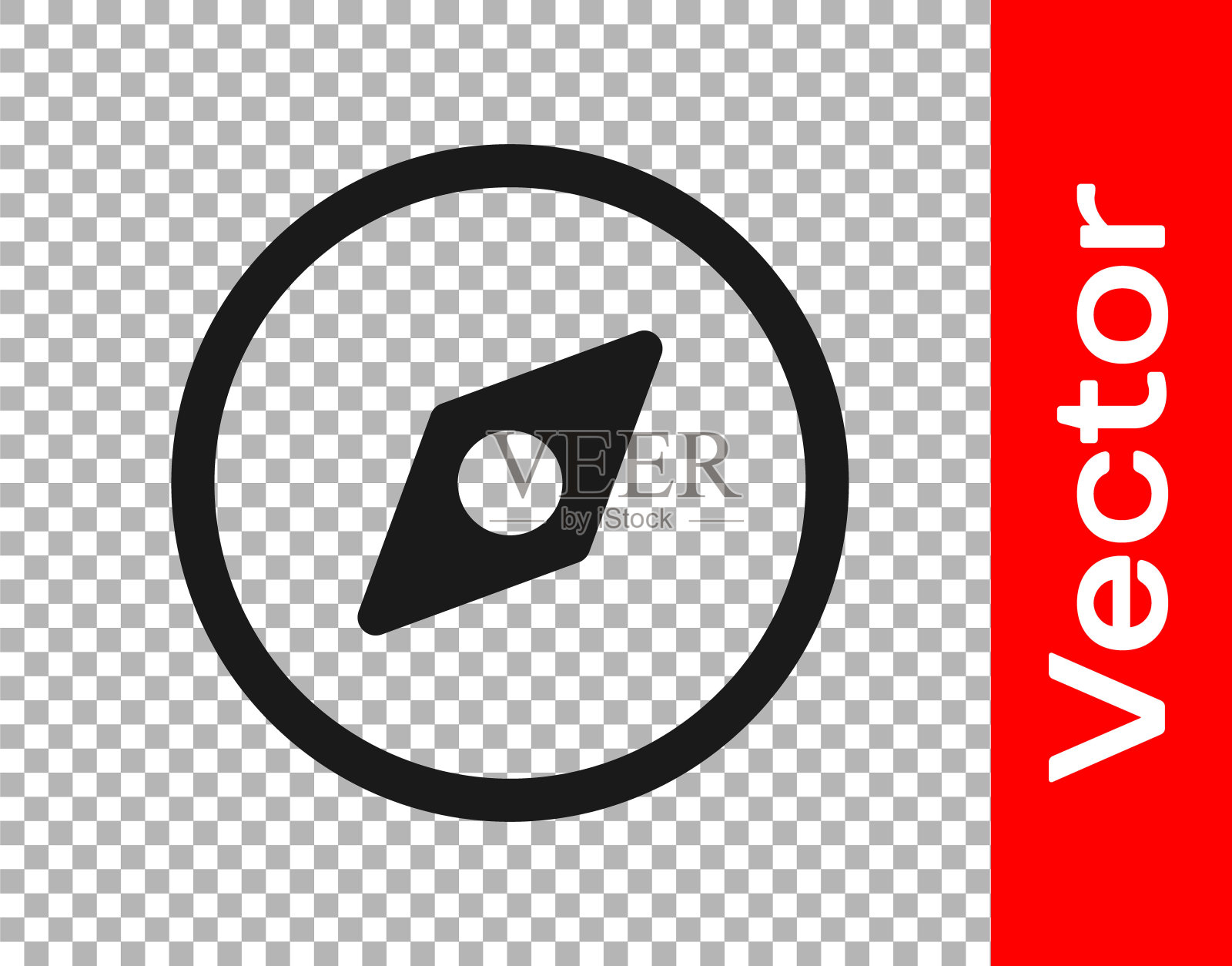 黑色罗盘图标孤立在透明的背景。Windrose导航的象征。风向玫瑰图信号。矢量图插画图片素材