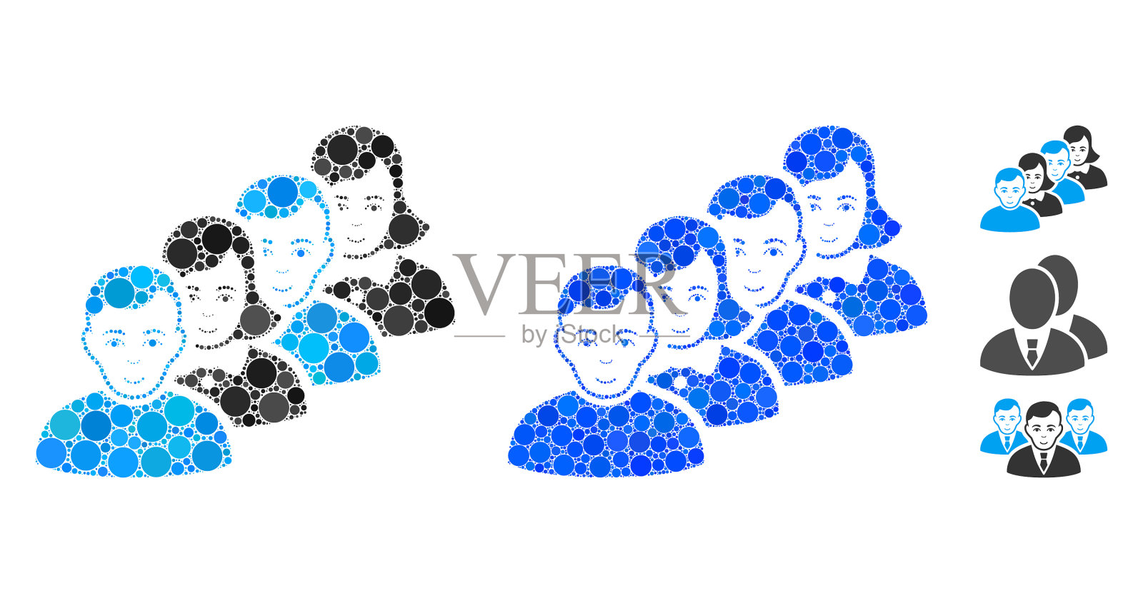 人们排队组成圆圈点图标插画图片素材