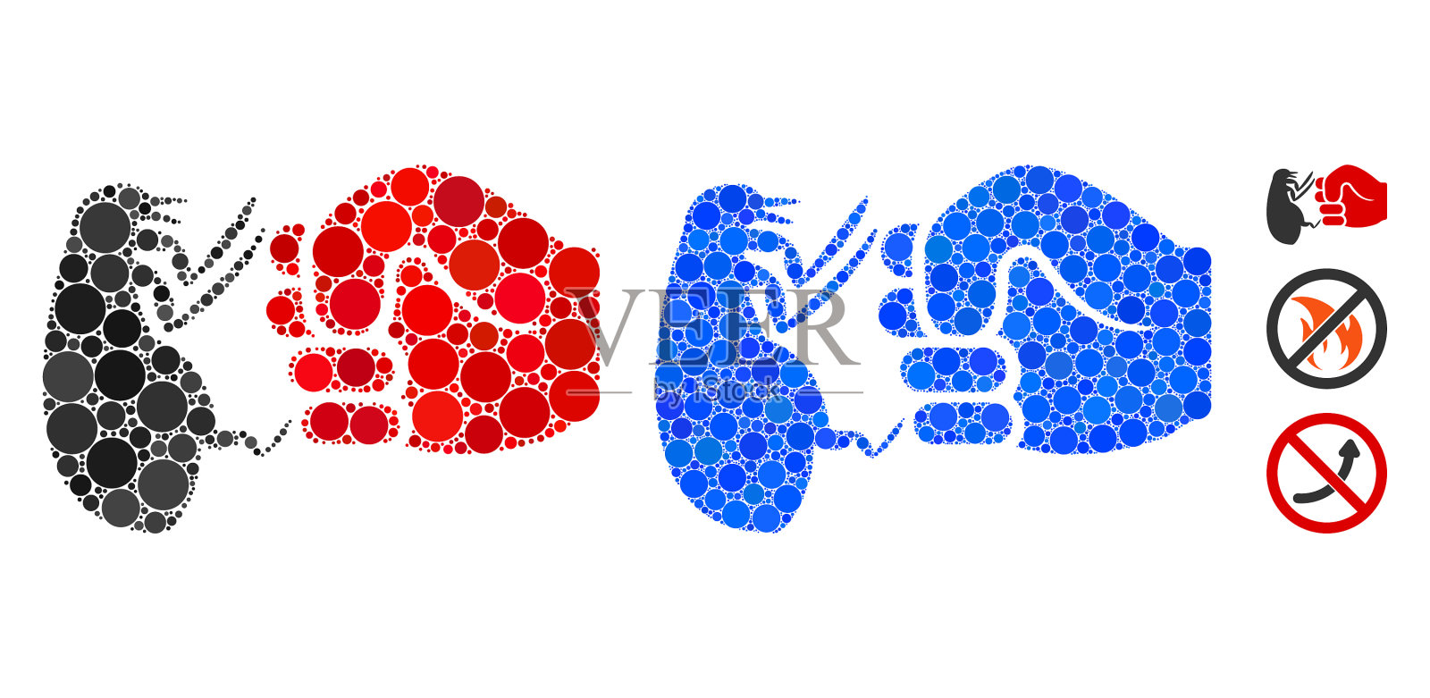 跳蚤拳头罢工马赛克图标圆点插画图片素材