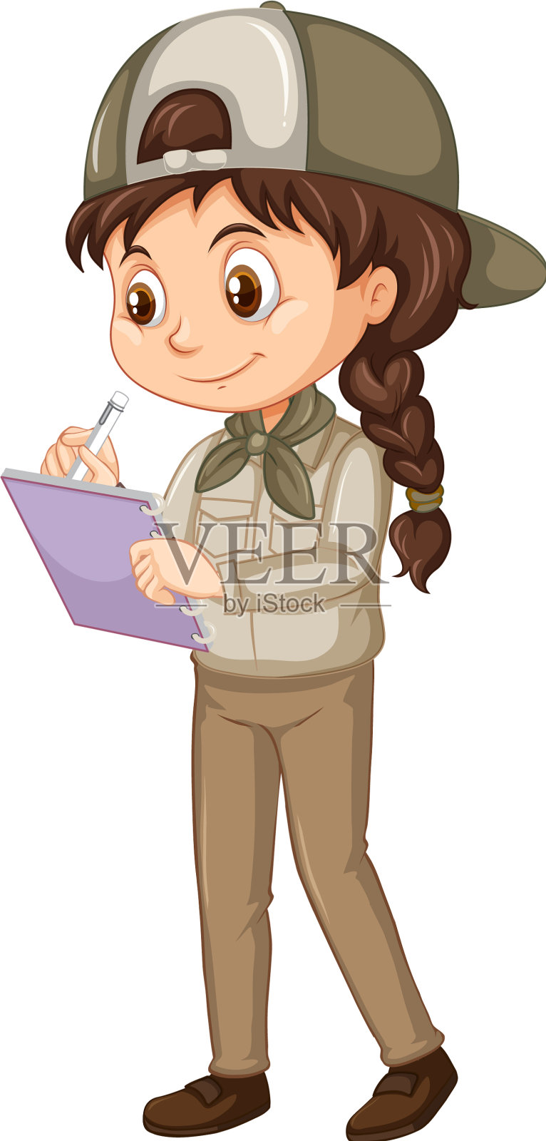 身着狩猎制服的女孩，背景孤立设计元素图片