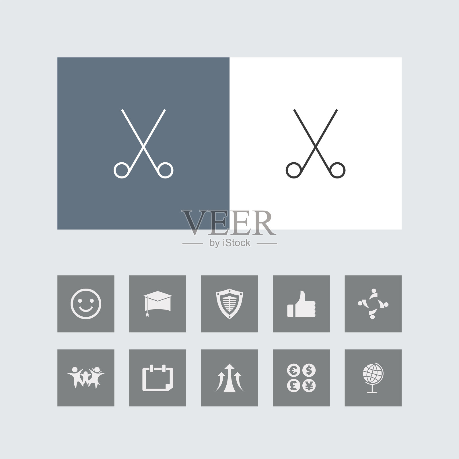 创意剪刀线图标与奖金图标。图标素材
