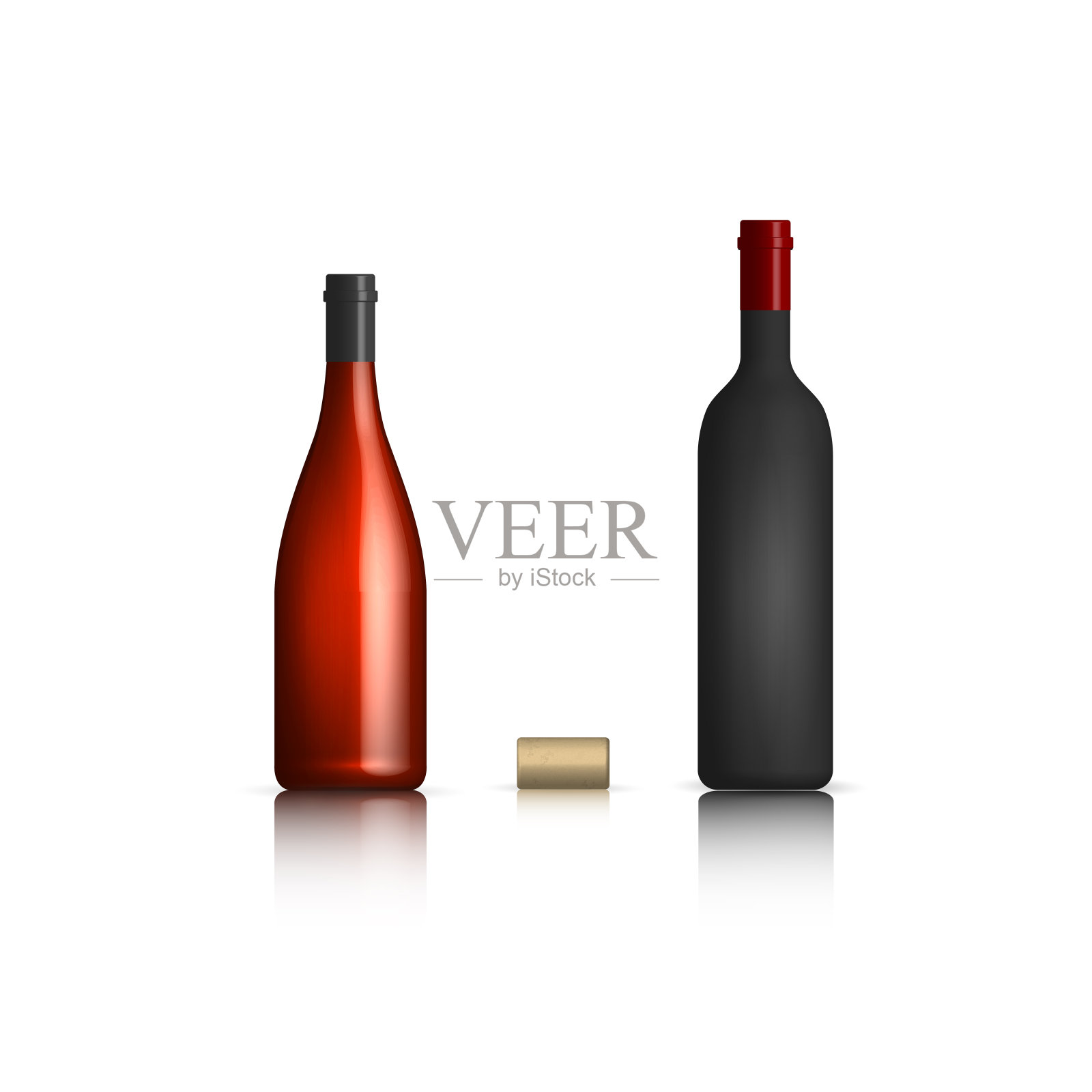 一瓶红酒，矢量插图。设计元素图片