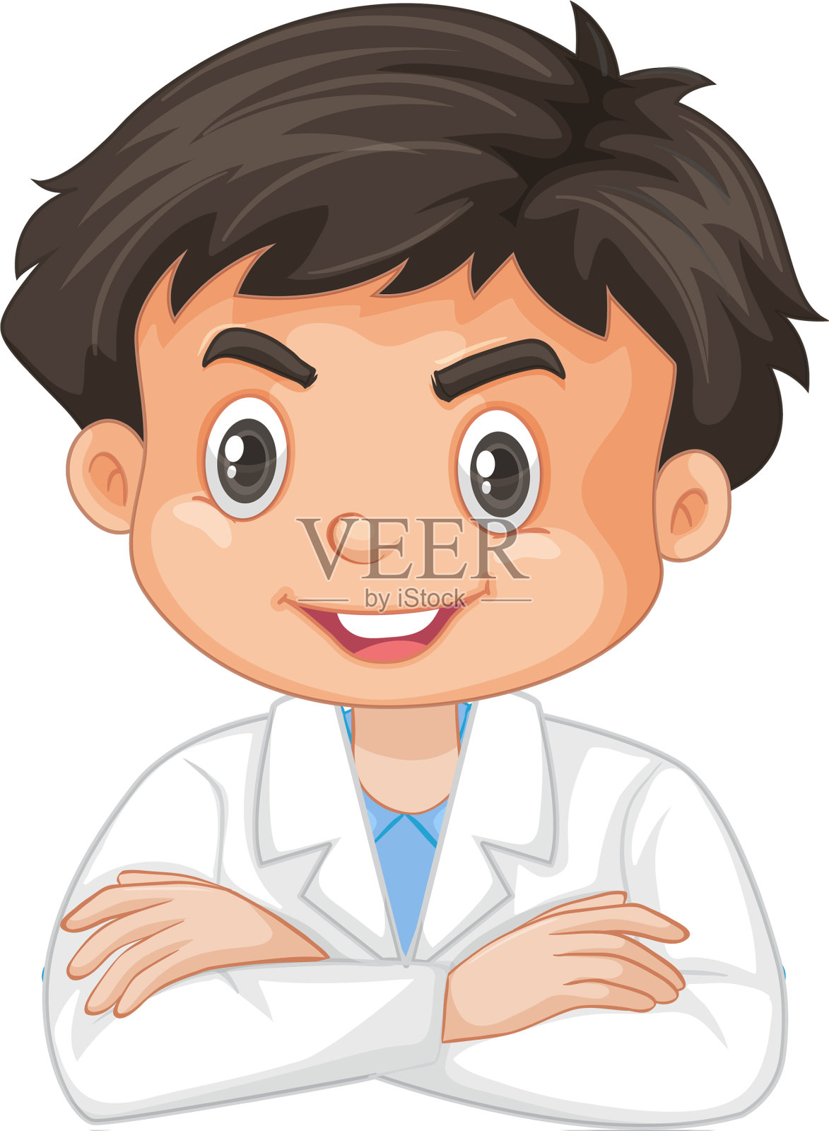 白色背景下穿着实验服的男孩设计元素图片