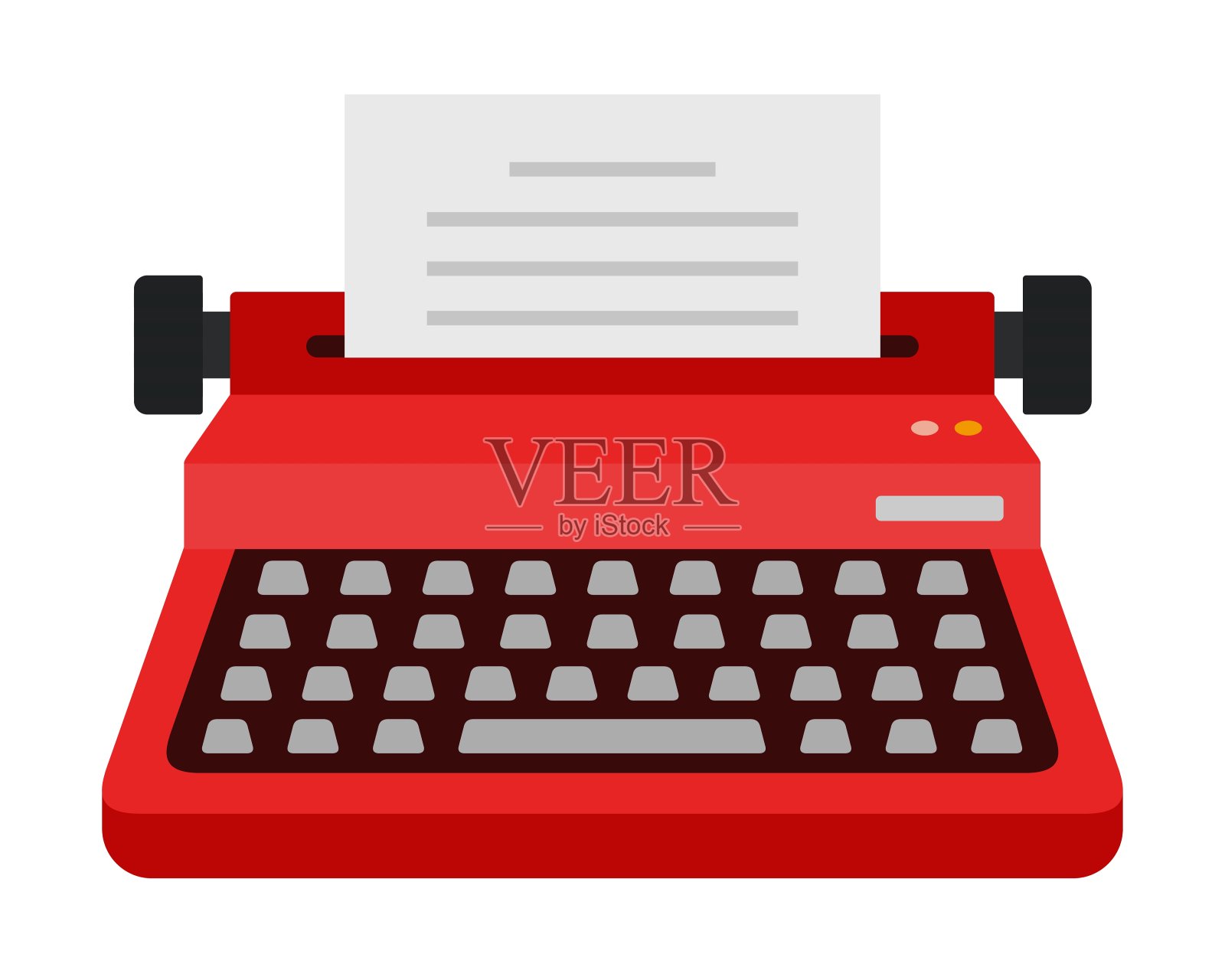 书写红色打字机矢量图标平面隔离插画图片素材