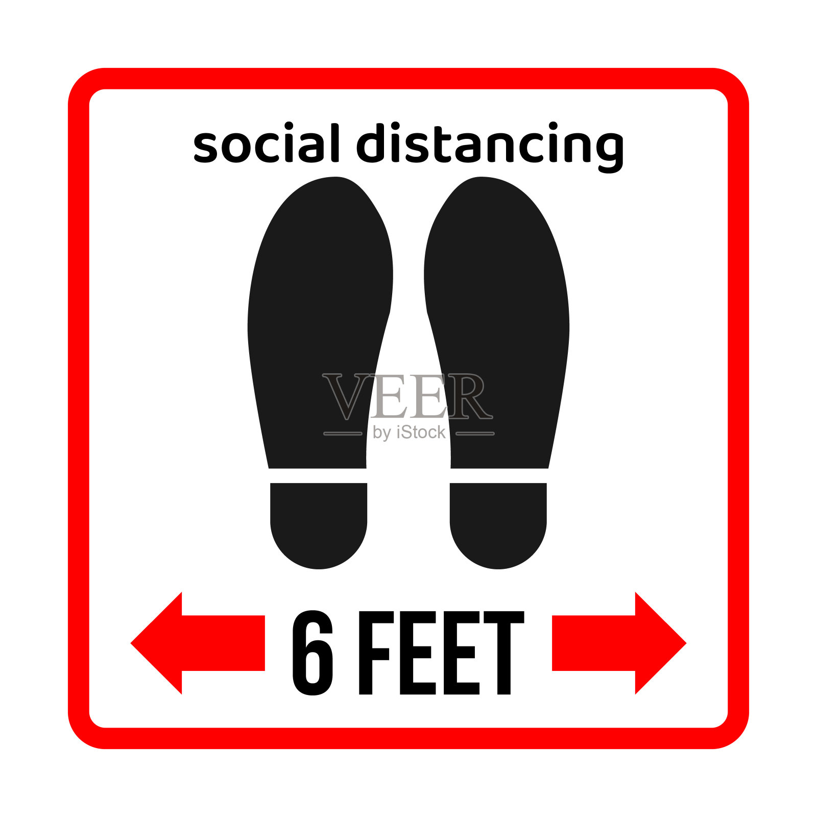 Covid-19社会保持距离标志。全球冠状病毒大流行插画图片素材