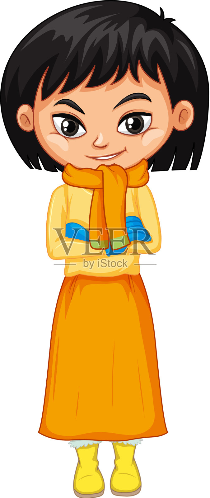 快乐的女孩，花在白色的背景设计元素图片