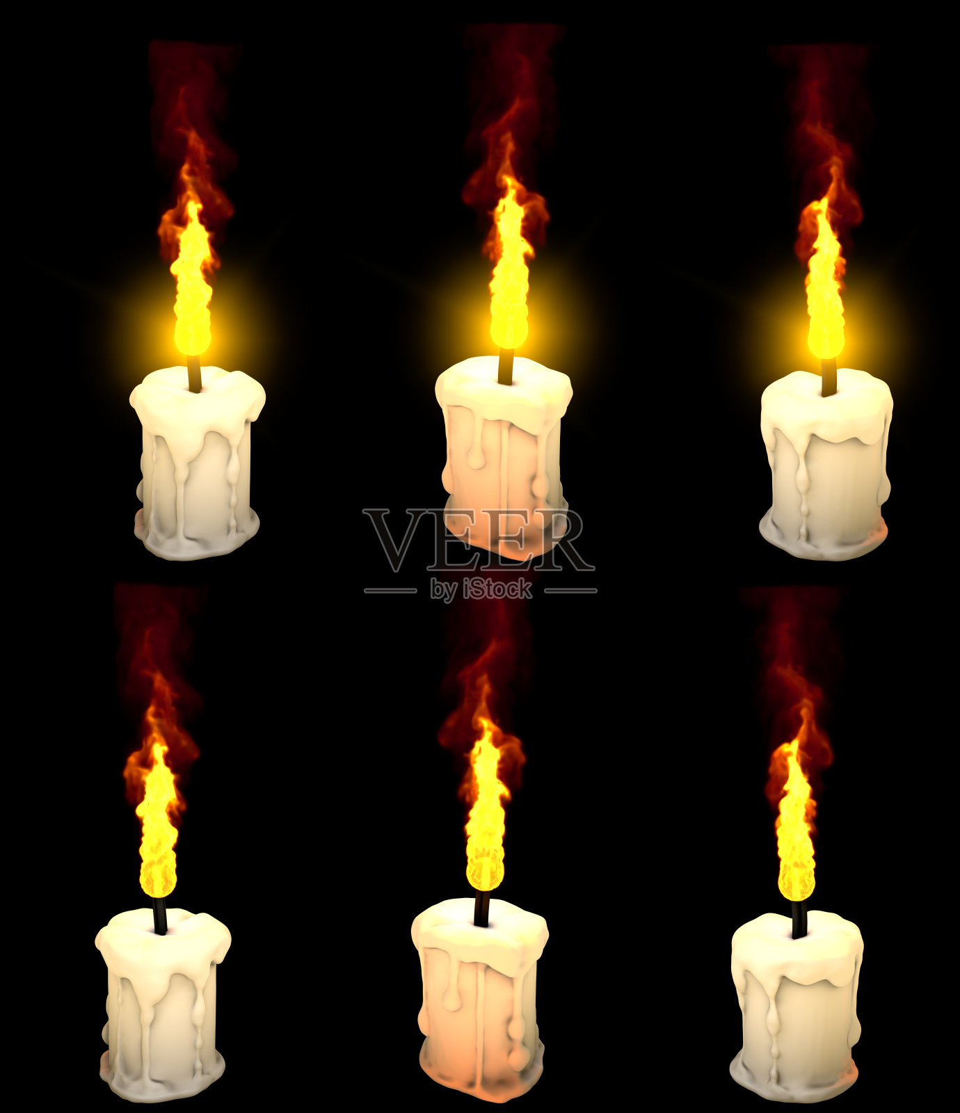 可爱的白色燃烧蜂蜡蜡烛有和没有突出孤立渲染，和平的概念-物体的3D插图照片摄影图片