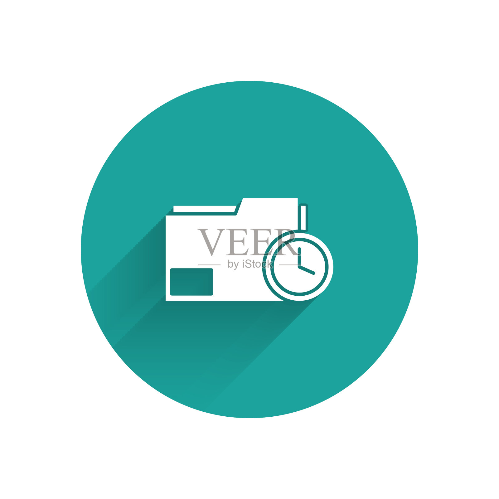 带有时钟图标的白色文件夹图标素材