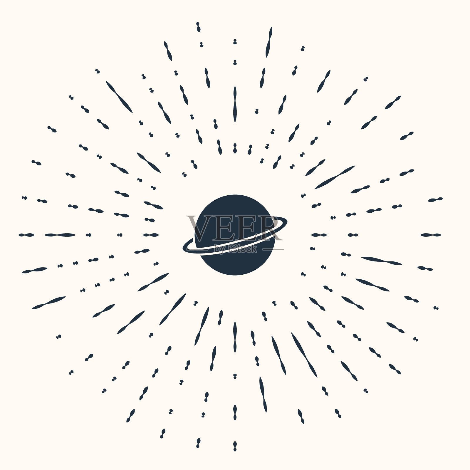 灰色行星土星与行星环系统图标插画图片素材