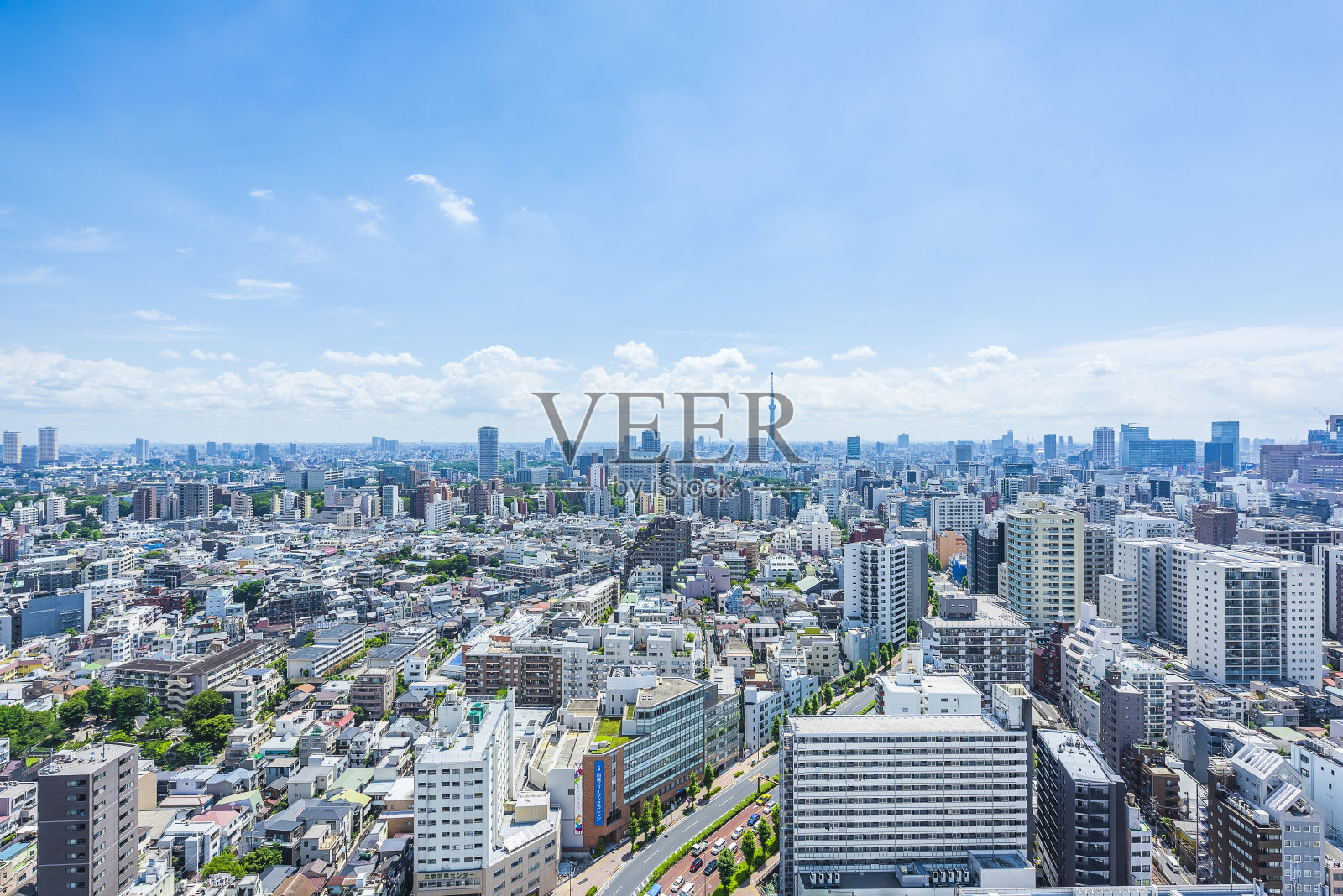 东京城市天际线，日本。照片摄影图片