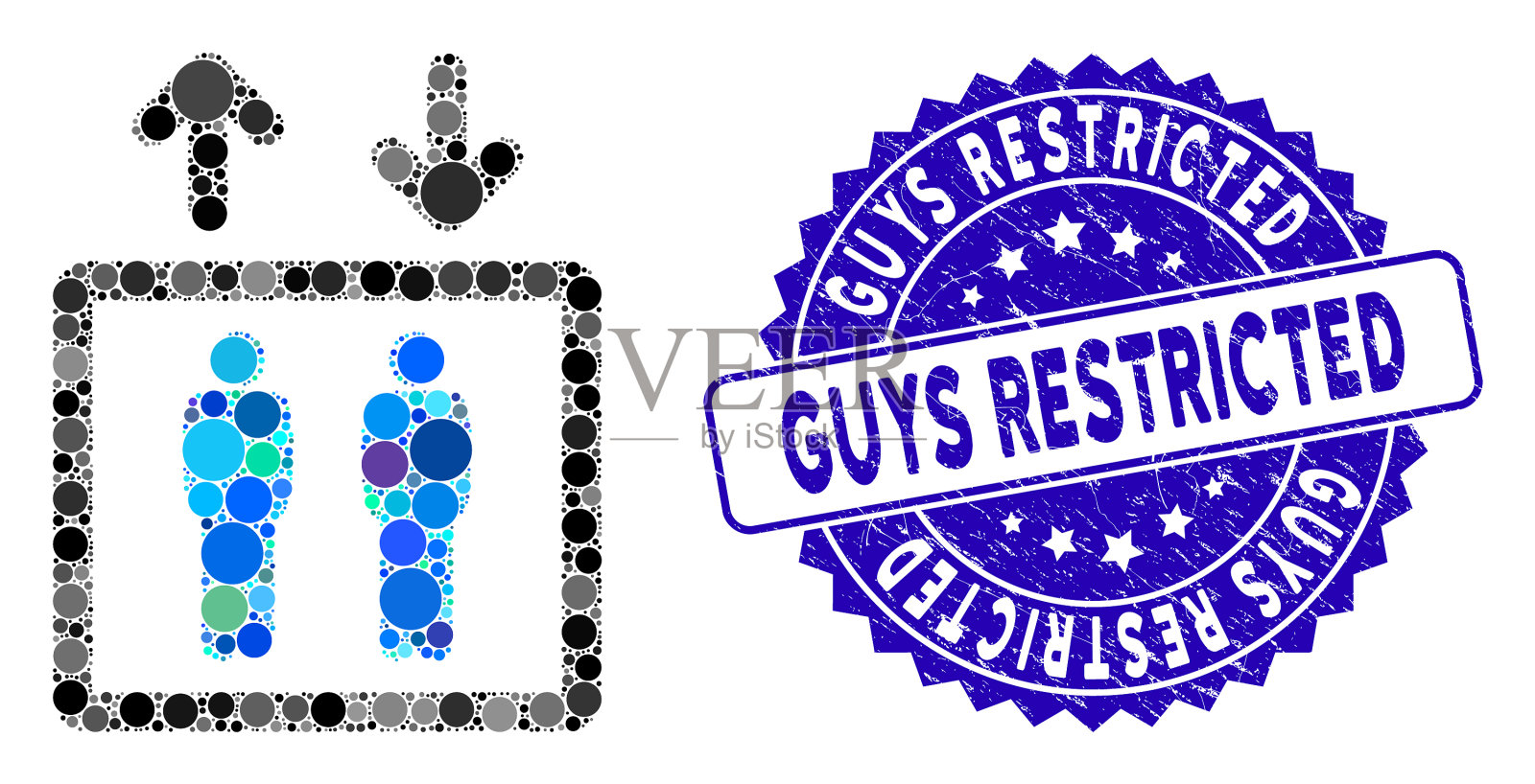 马赛克人形电梯图标与纹理的人插画图片素材