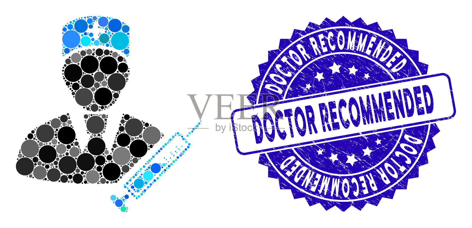 带有纹理的医生图标拼贴插画图片素材