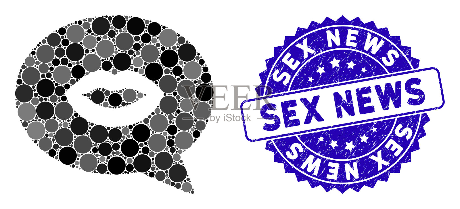 马赛克嘴唇微笑信息图标与纹理性插画图片素材