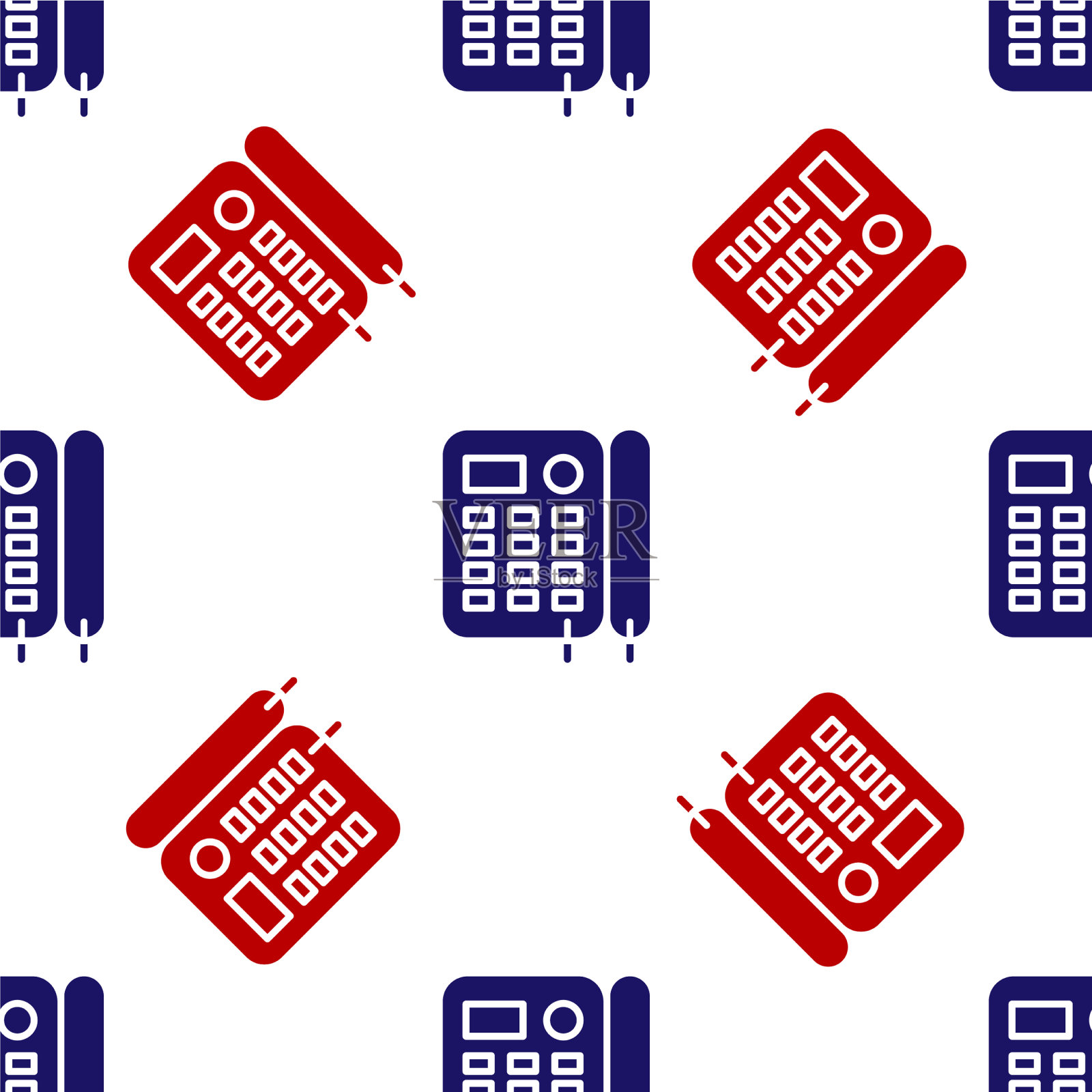 蓝色和红色电话图标隔离无缝插画图片素材