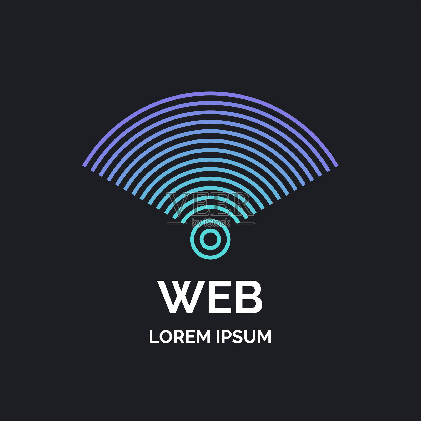 暗色背景上的无线网络标志插画图片素材