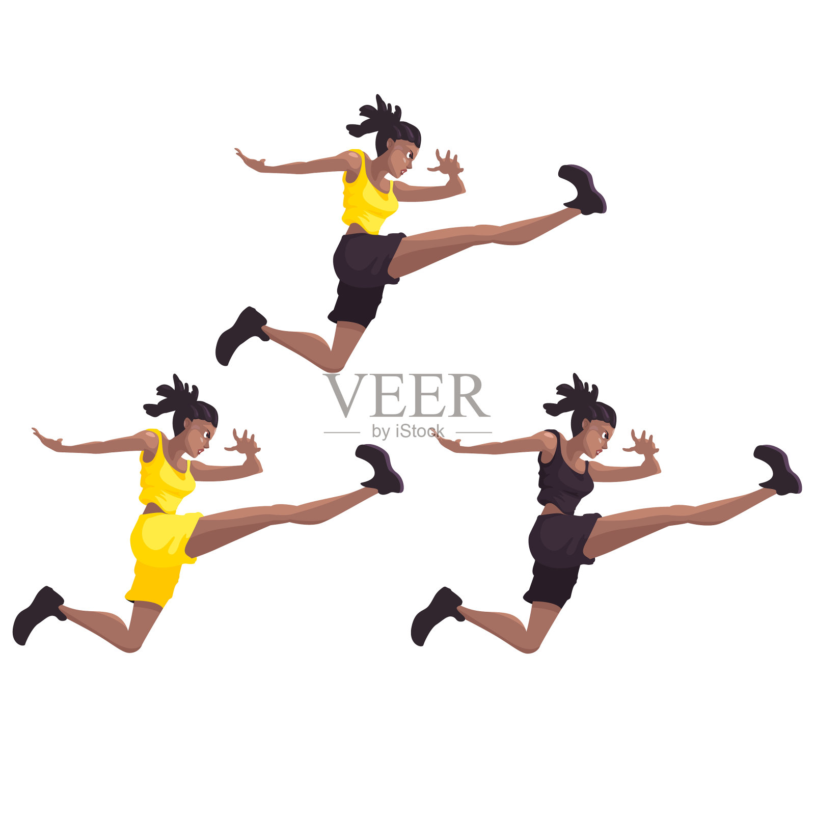 三个黑人女孩在白人身上做跳跃运动设计元素图片