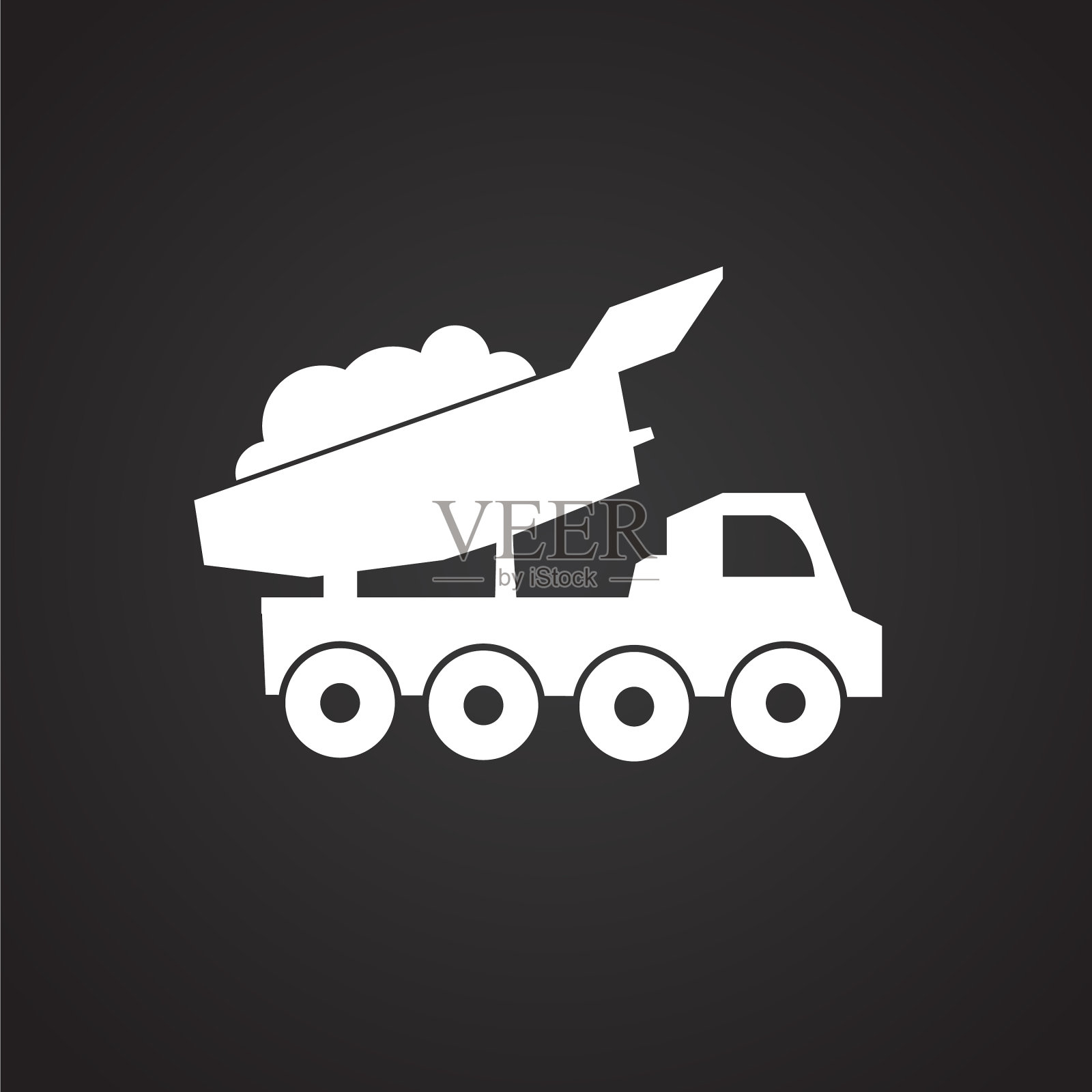 黑色背景上的施工卡车插画图片素材