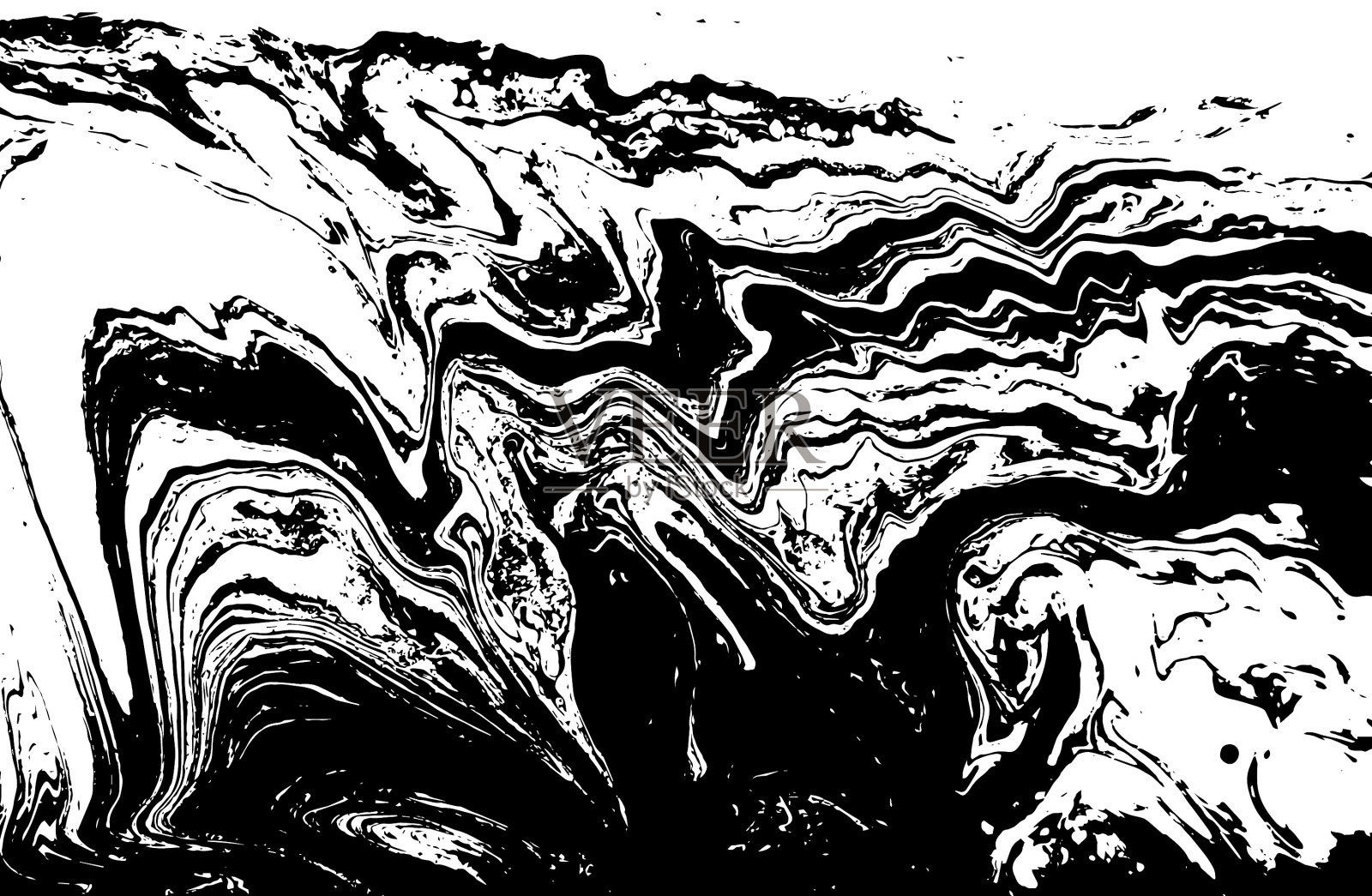 黑白液体纹理手绘插画图片素材