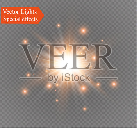 星星在一个透明的背景光效果插画图片素材