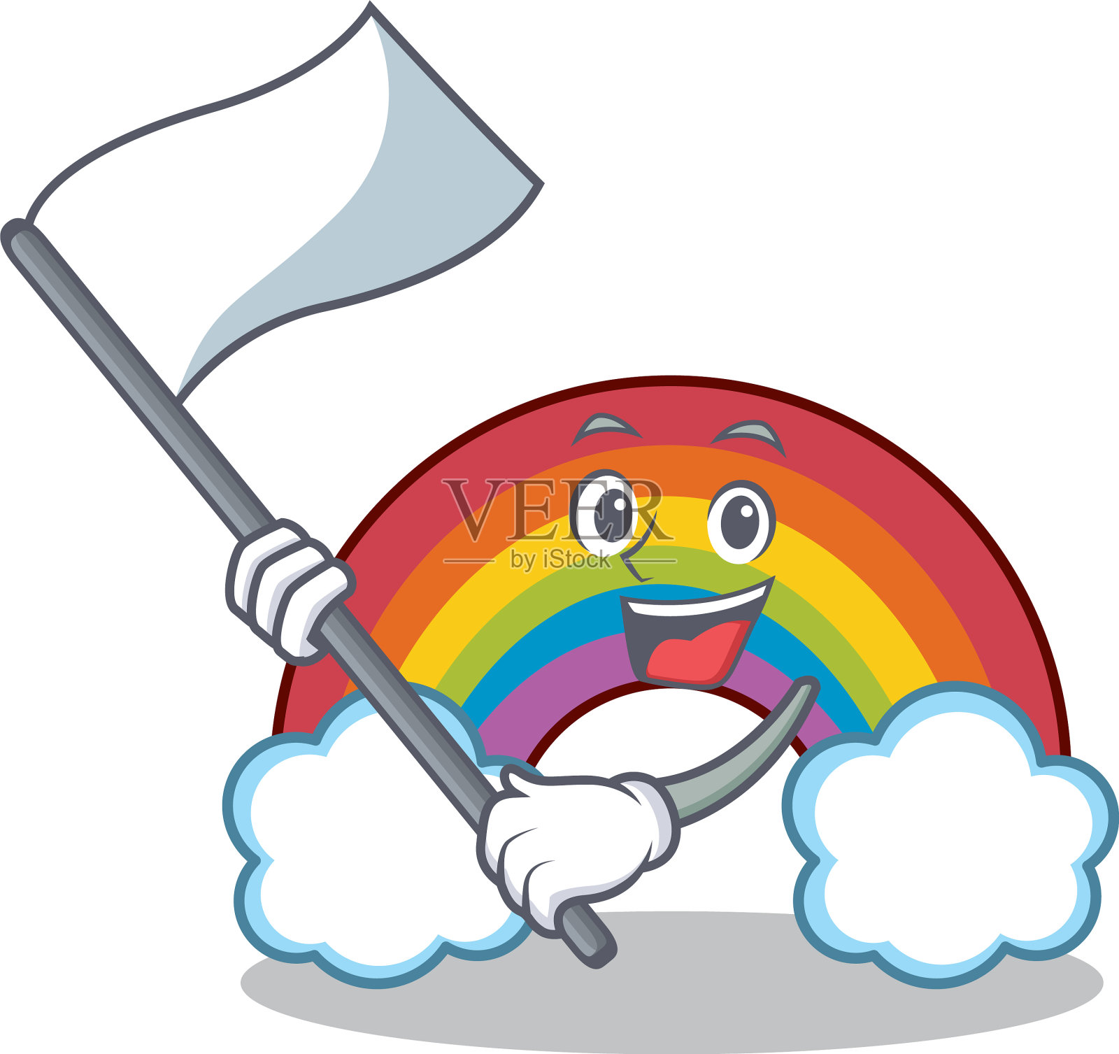 以旗帜五彩缤纷的彩虹人物卡通插画图片素材