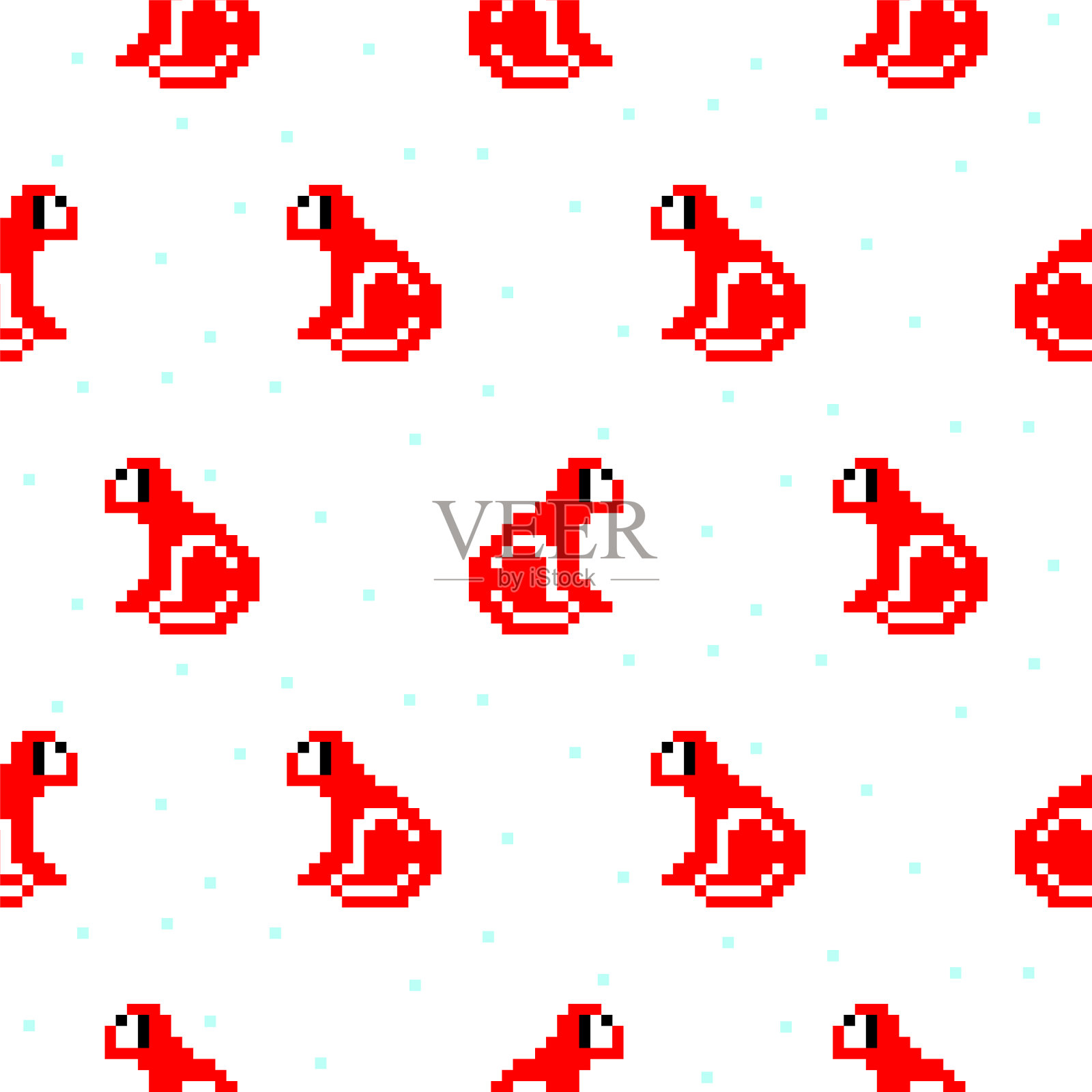 红猴卡通像素艺术无缝图案插画图片素材