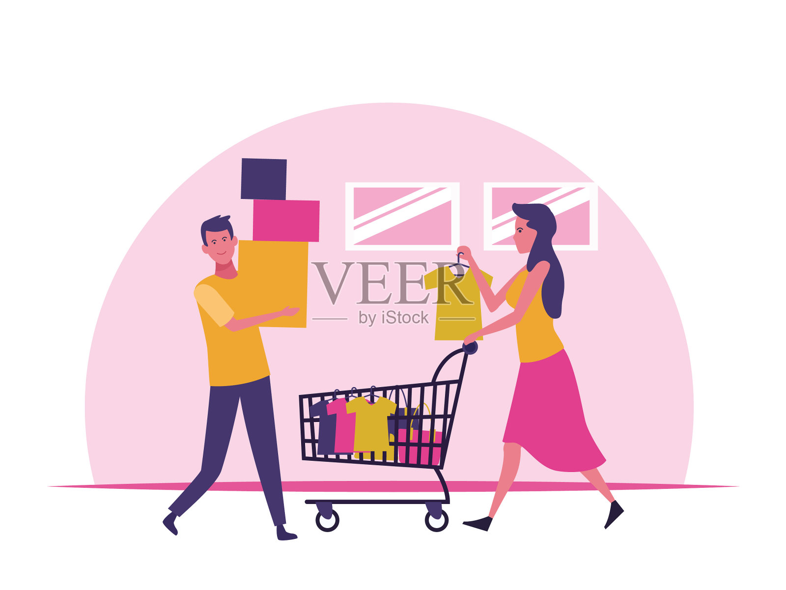 人在商场插画图片素材