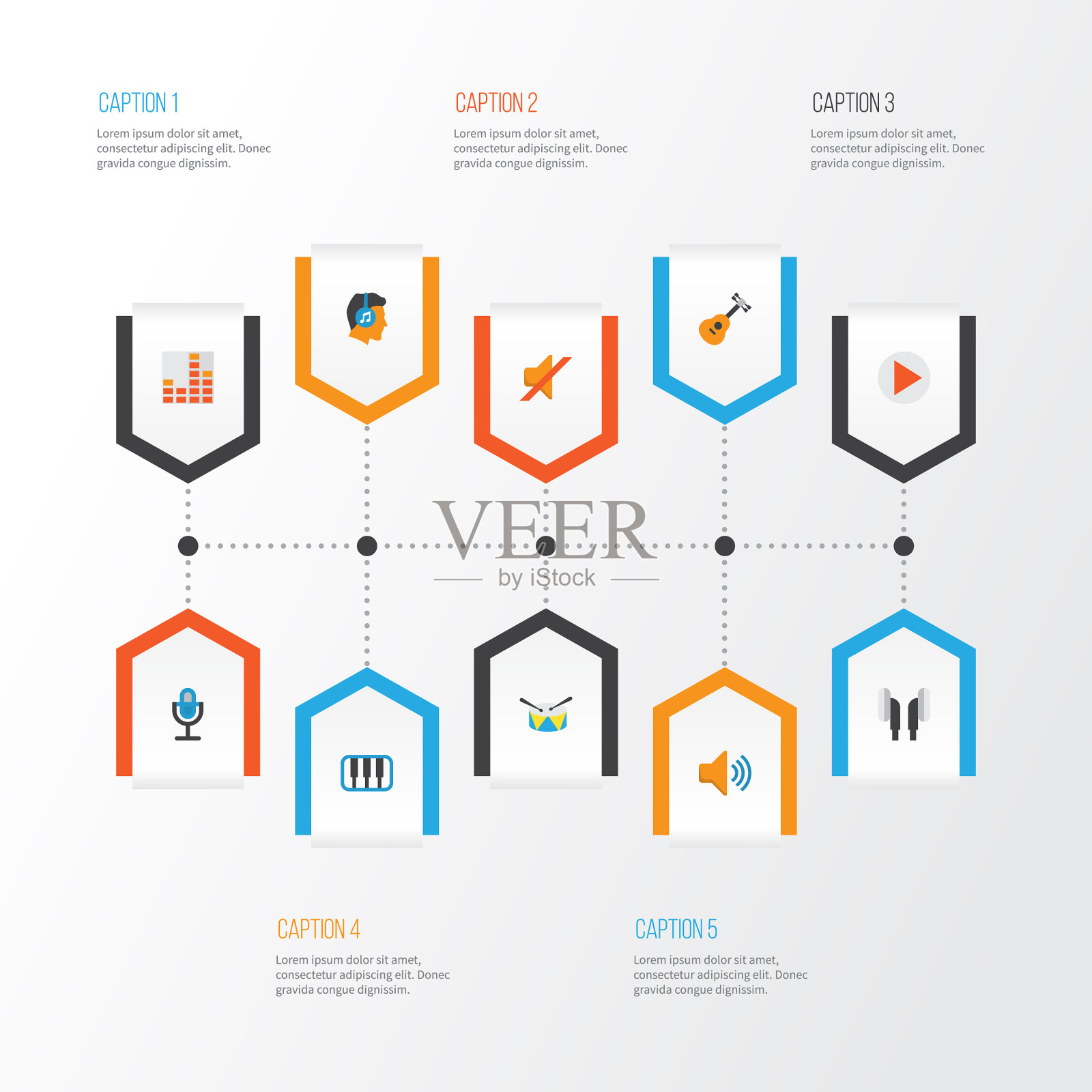 多媒体平面图标集的集合图标素材